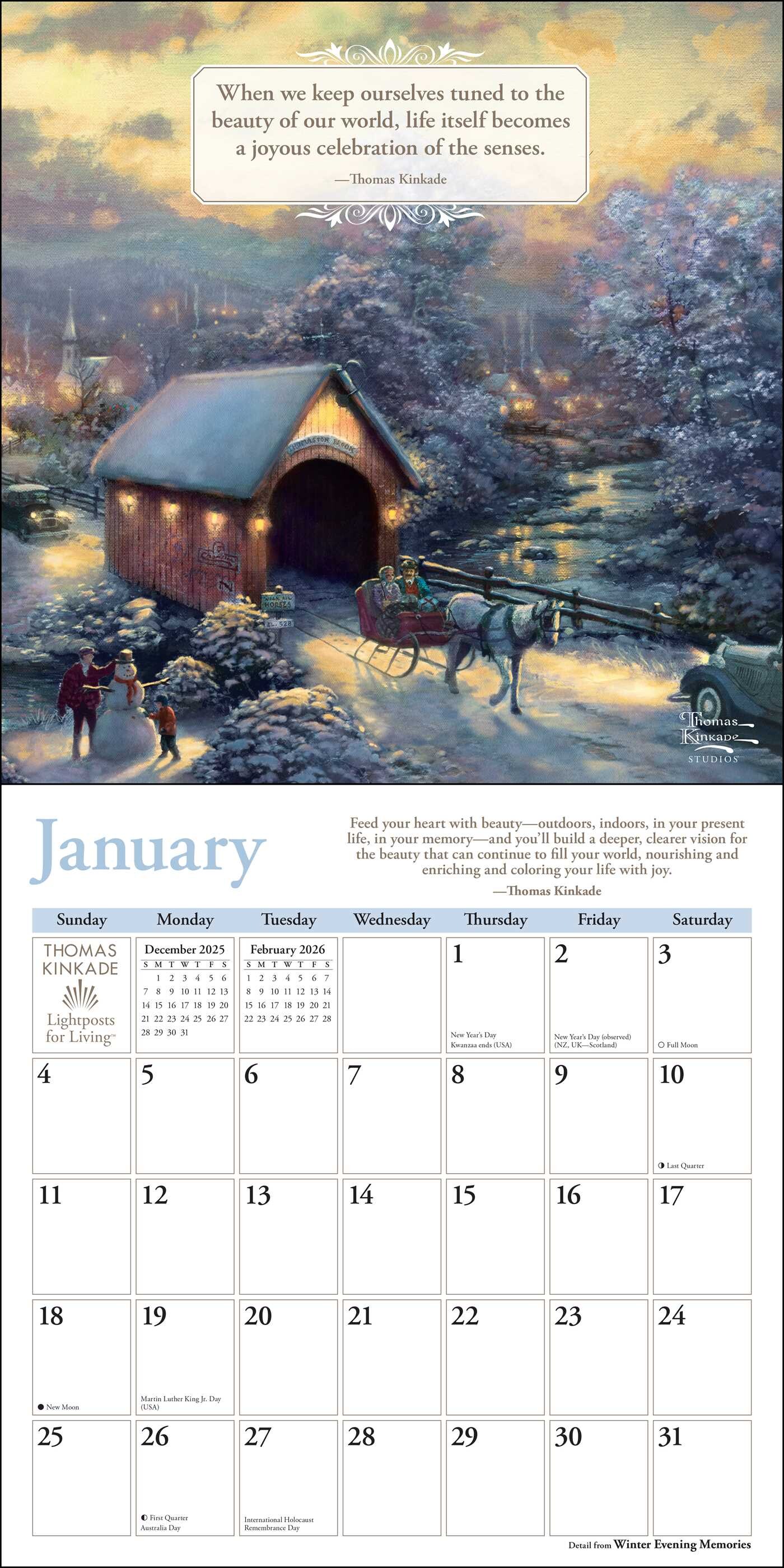Thomas Kinkade Lightposts for Living 2026 Wall Calendar - Book Summary ...