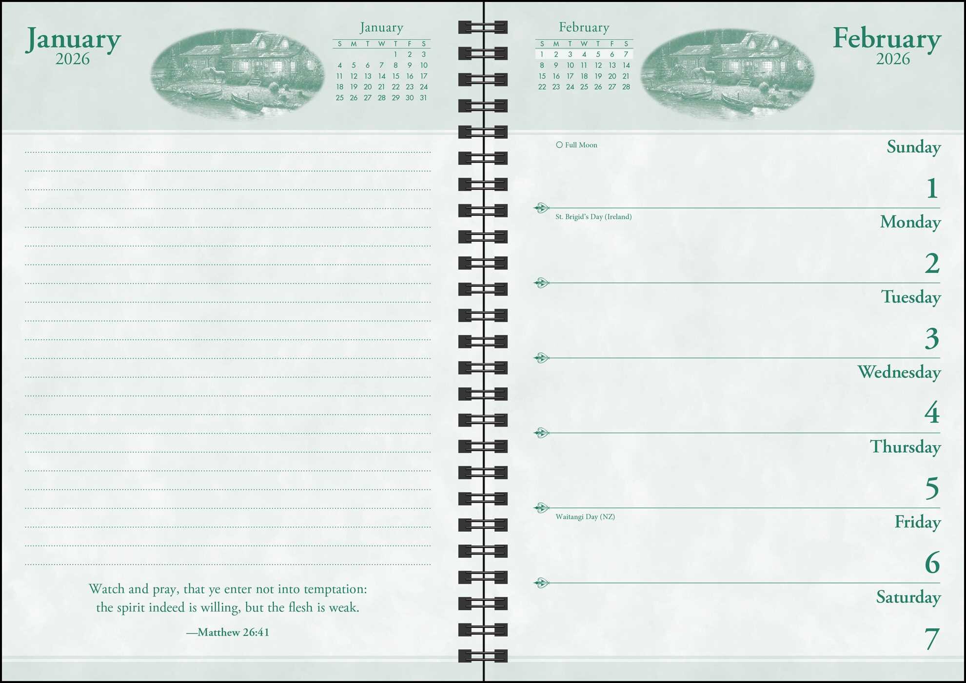 Thomas Kinkade Studios 2026 Monthly/Weekly Engagement Calendar with