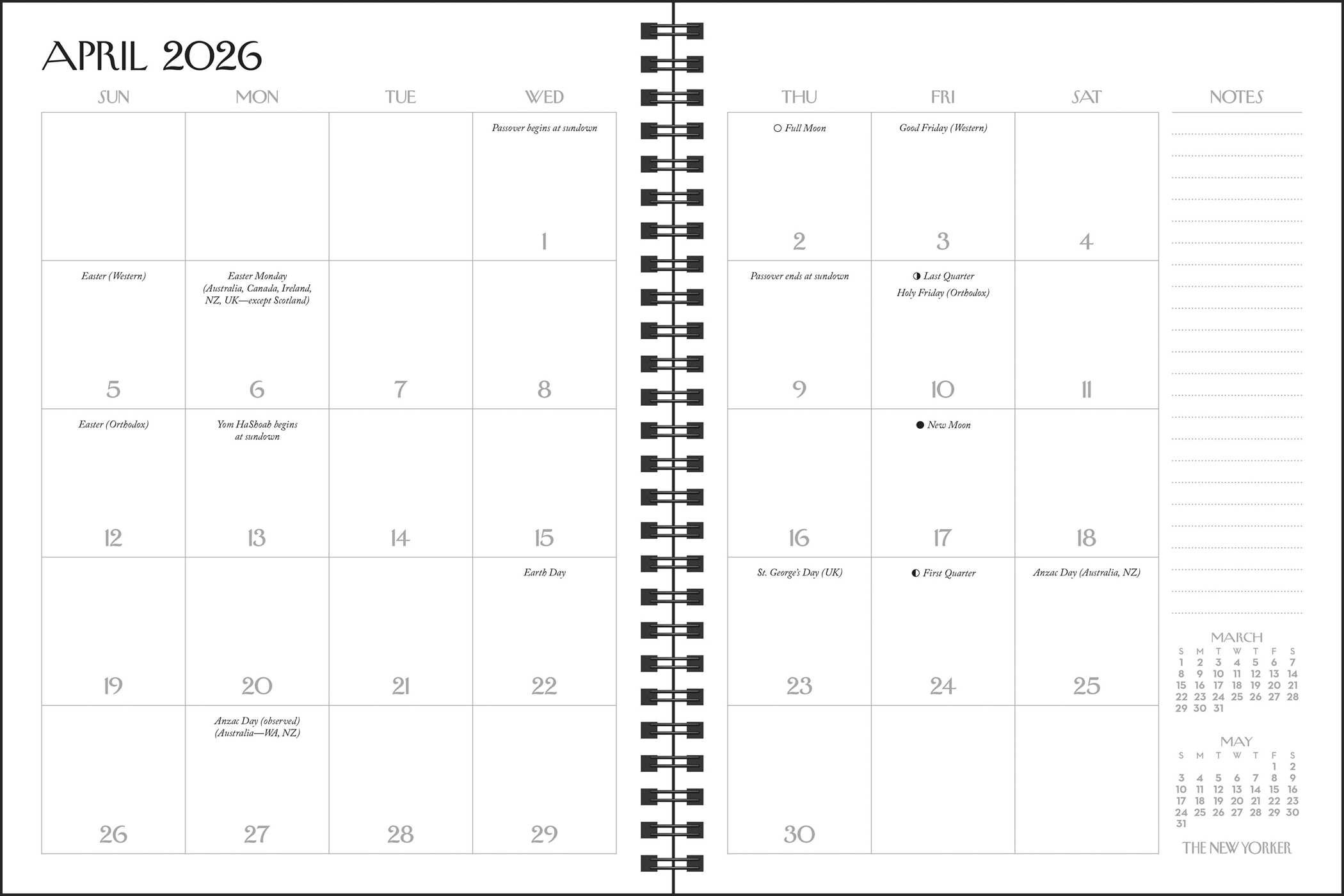 The New Yorker Magazine 2026 Monthly/Weekly Agenda Calendar Book