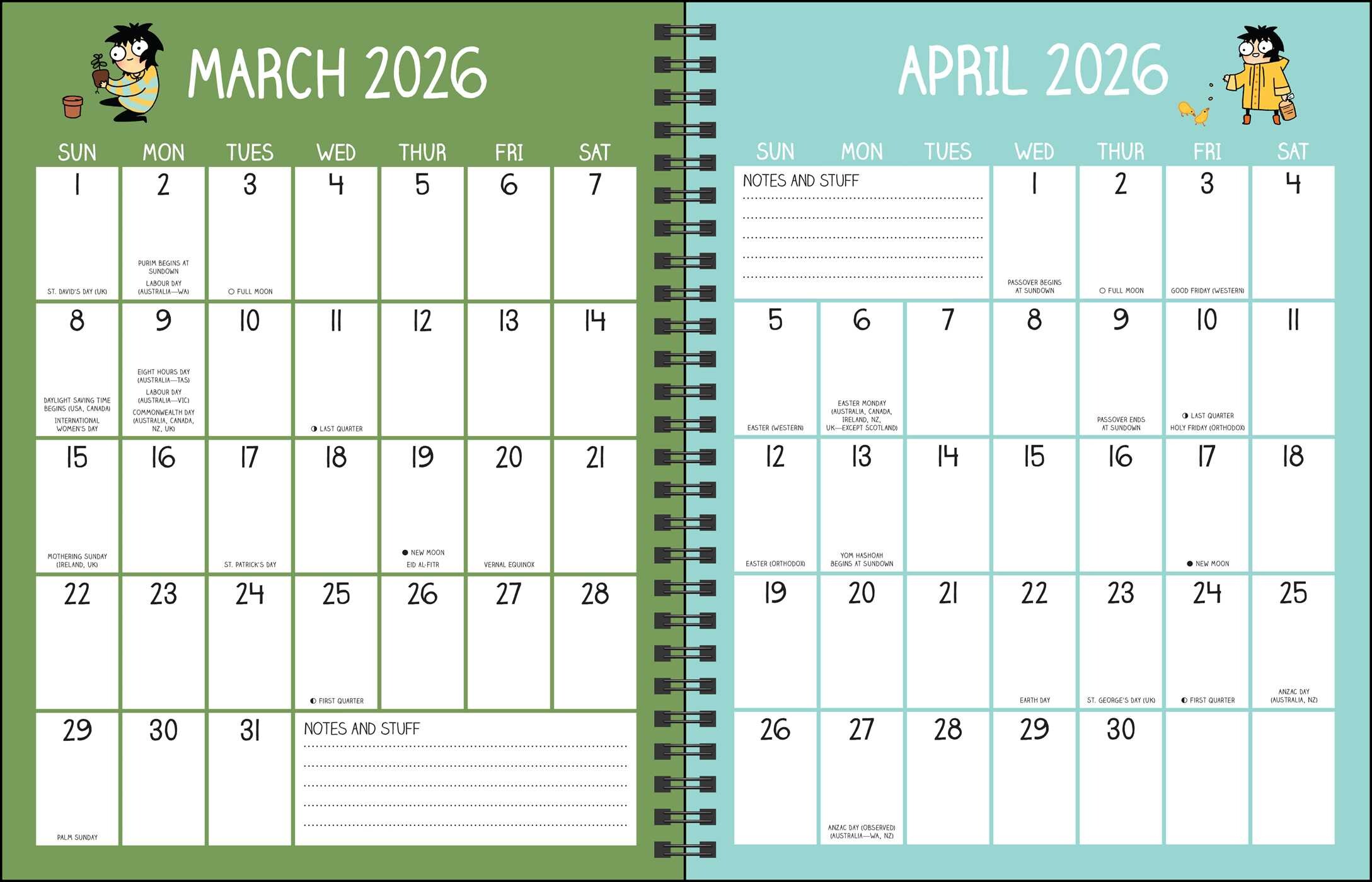 Sarah's Scribbles 12Month 2026 Monthly/Weekly Planner Calendar Book