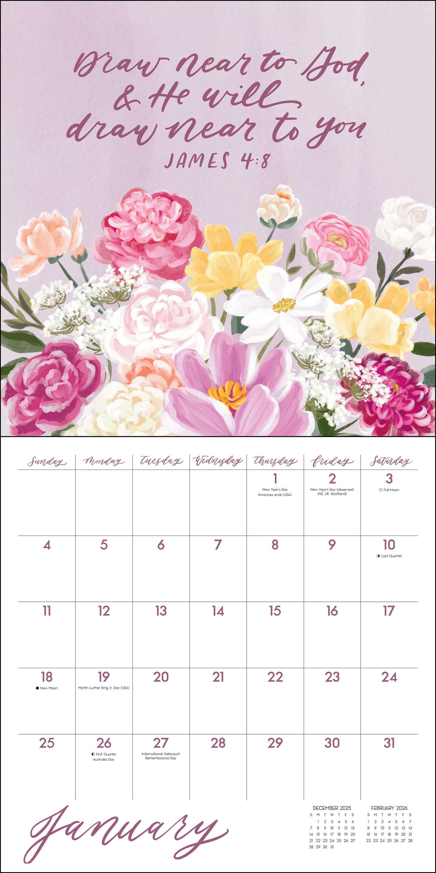 Scriptures and Florals 2026 Wall Calendar - Book Summary & Video ...