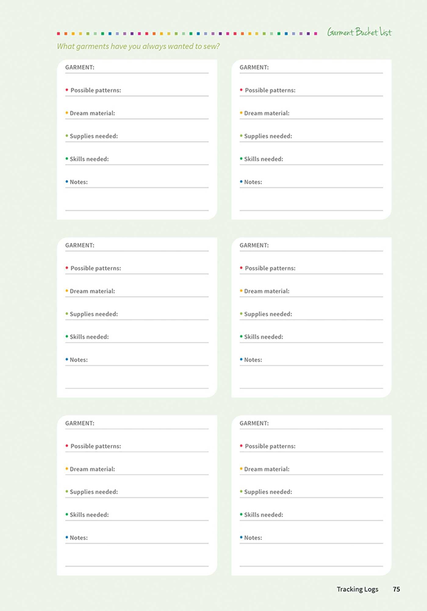 Garment Maker's Project Planner