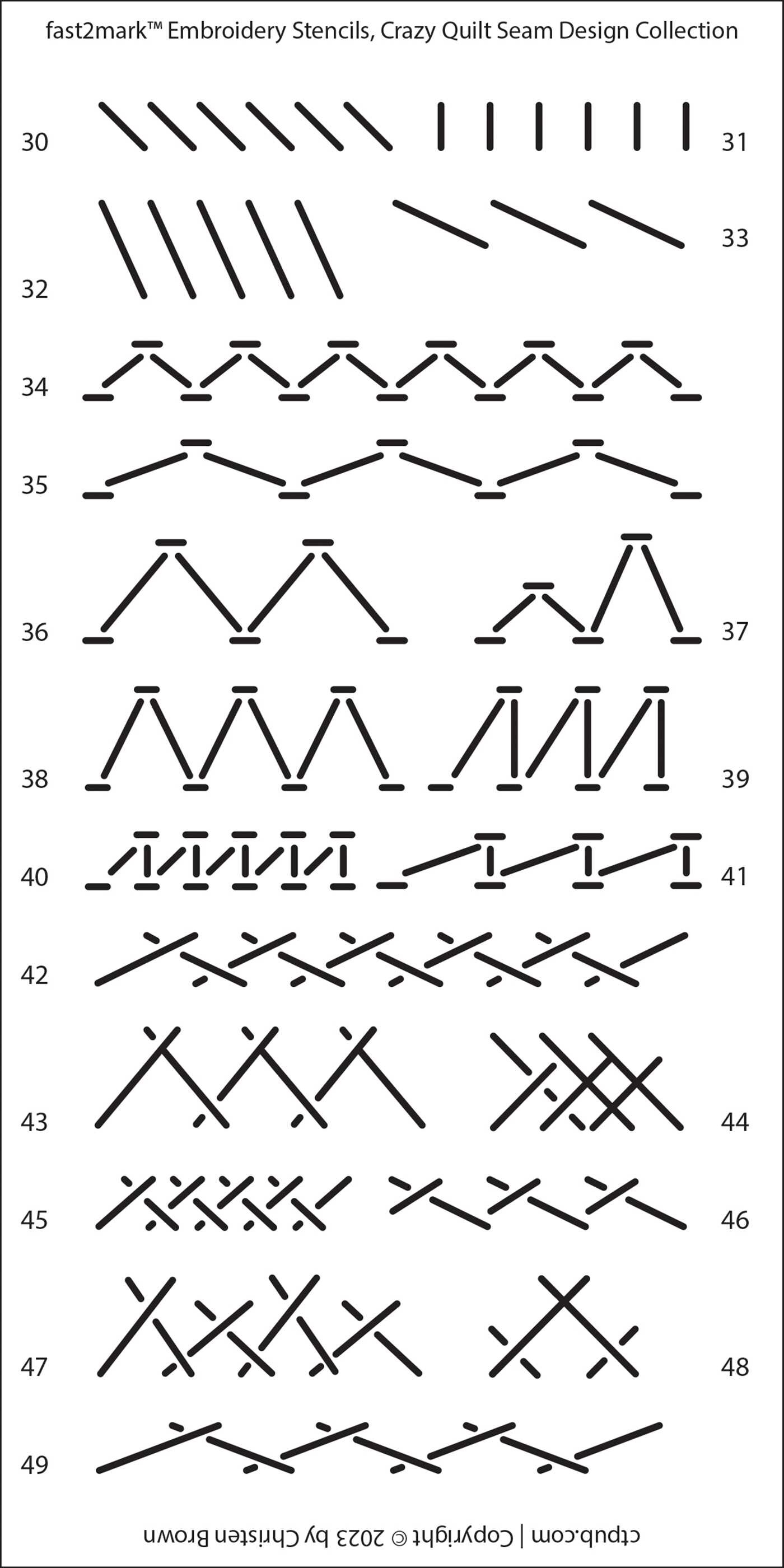 Embroidery Stencils, Crazy Quilt Seam Design Collection