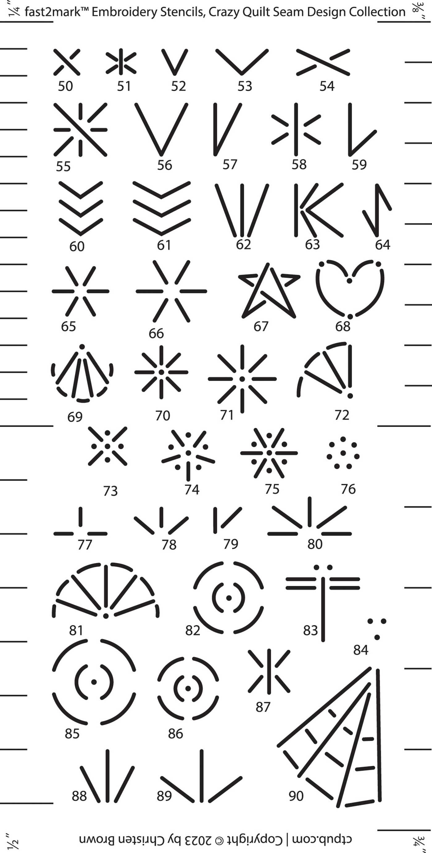 Embroidery Stencils, Crazy Quilt Seam Design Collection