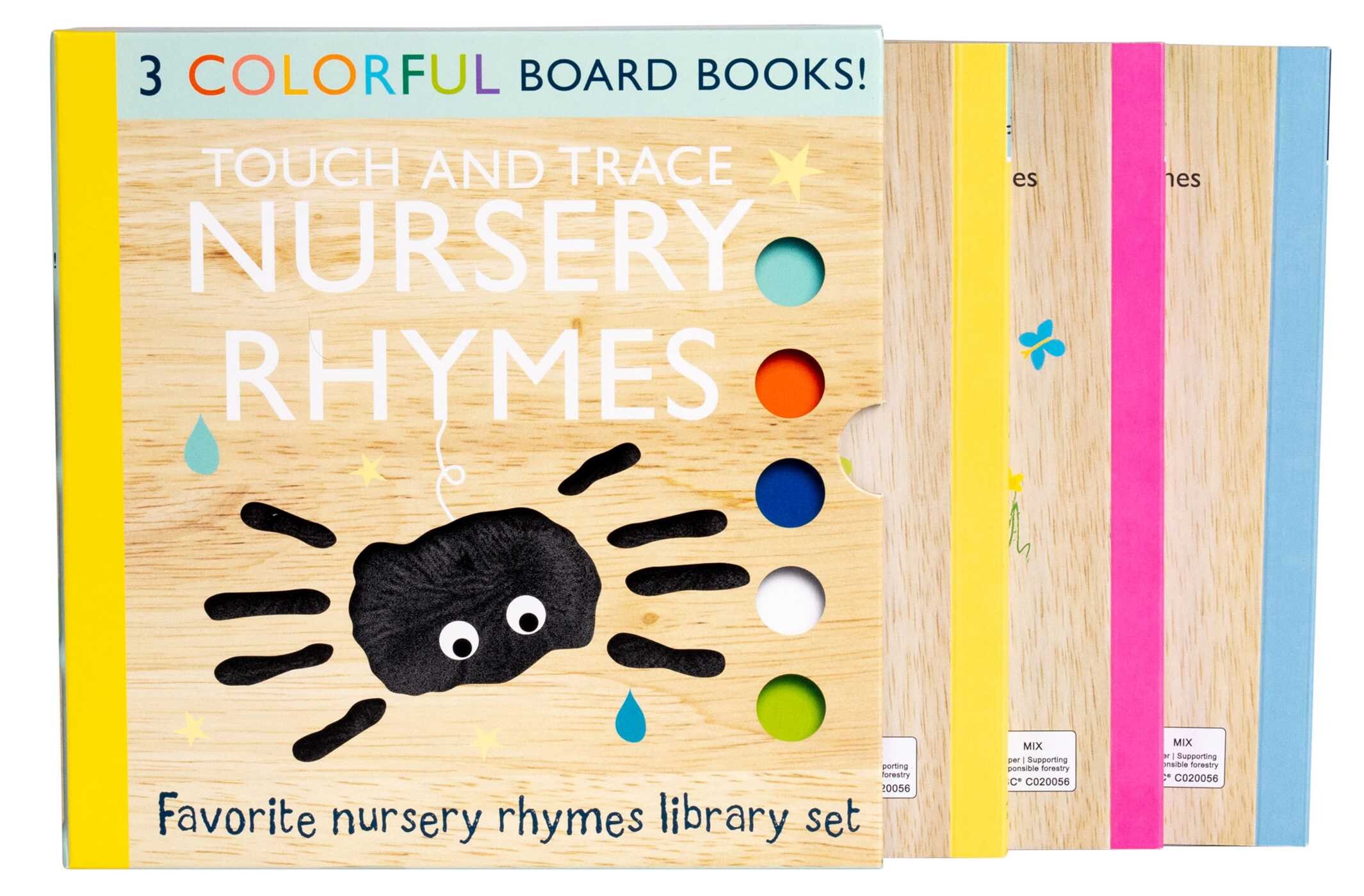 Touch and Trace Nursery Rhymes 3-Book Set: Itsy Bitsy Spider, Hey Diddle Diddle, This Little Piggy (Board Book for Babies and Toddlers 0-2 years old)