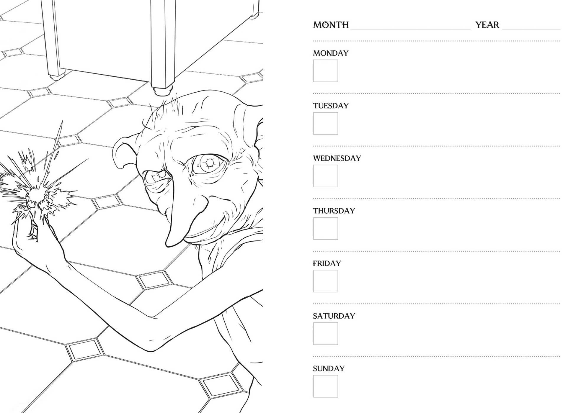 Harry Potter 12-Month Undated Coloring Planner