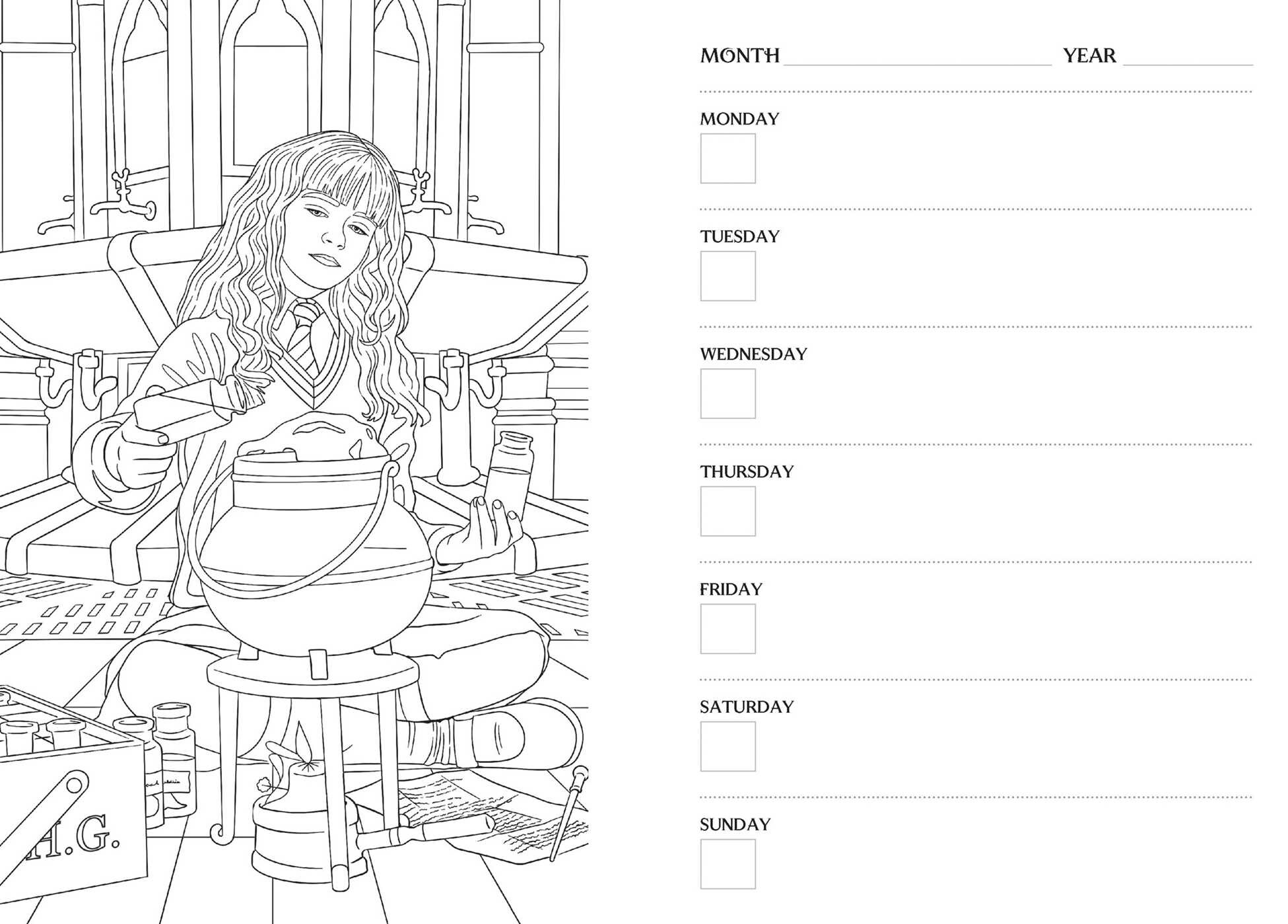 Harry Potter 12-Month Undated Coloring Planner
