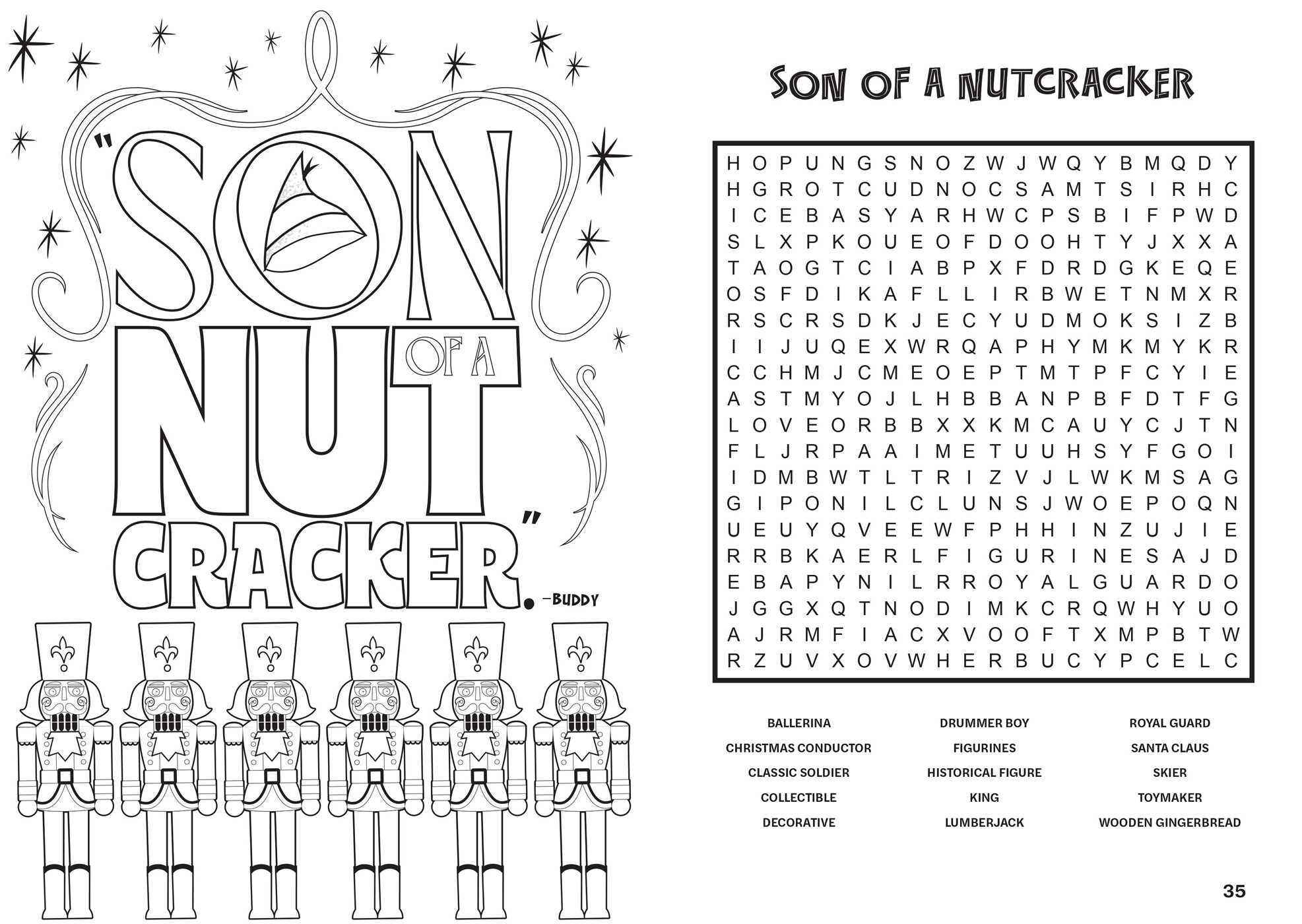 Elf Word Search and Coloring Book