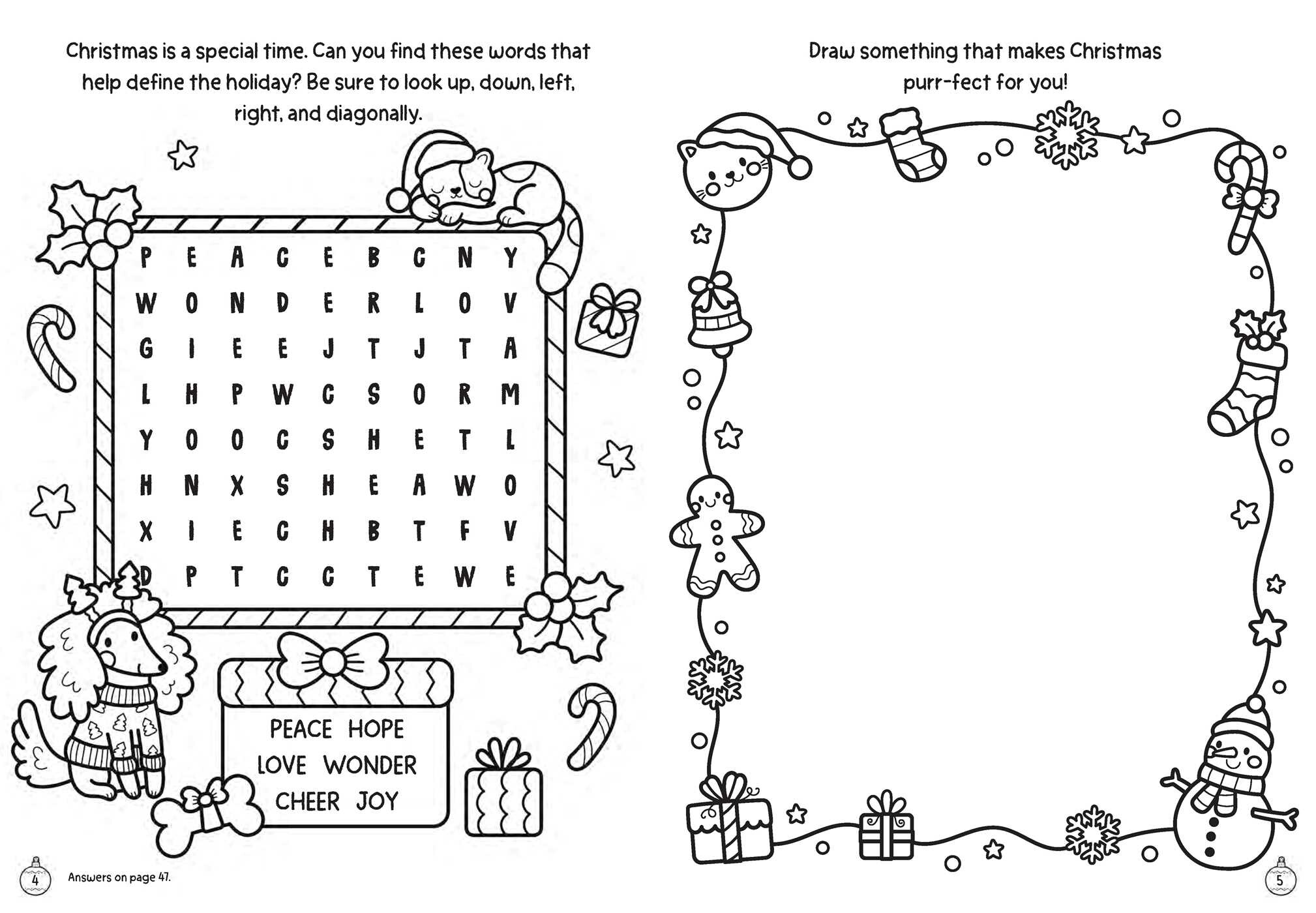 Purr-fect Christmas Coloring & Activity Book with 60+ Stickers and Glitter Crayons - Christmas Coloring Book for Creative Kids Ages 3-5