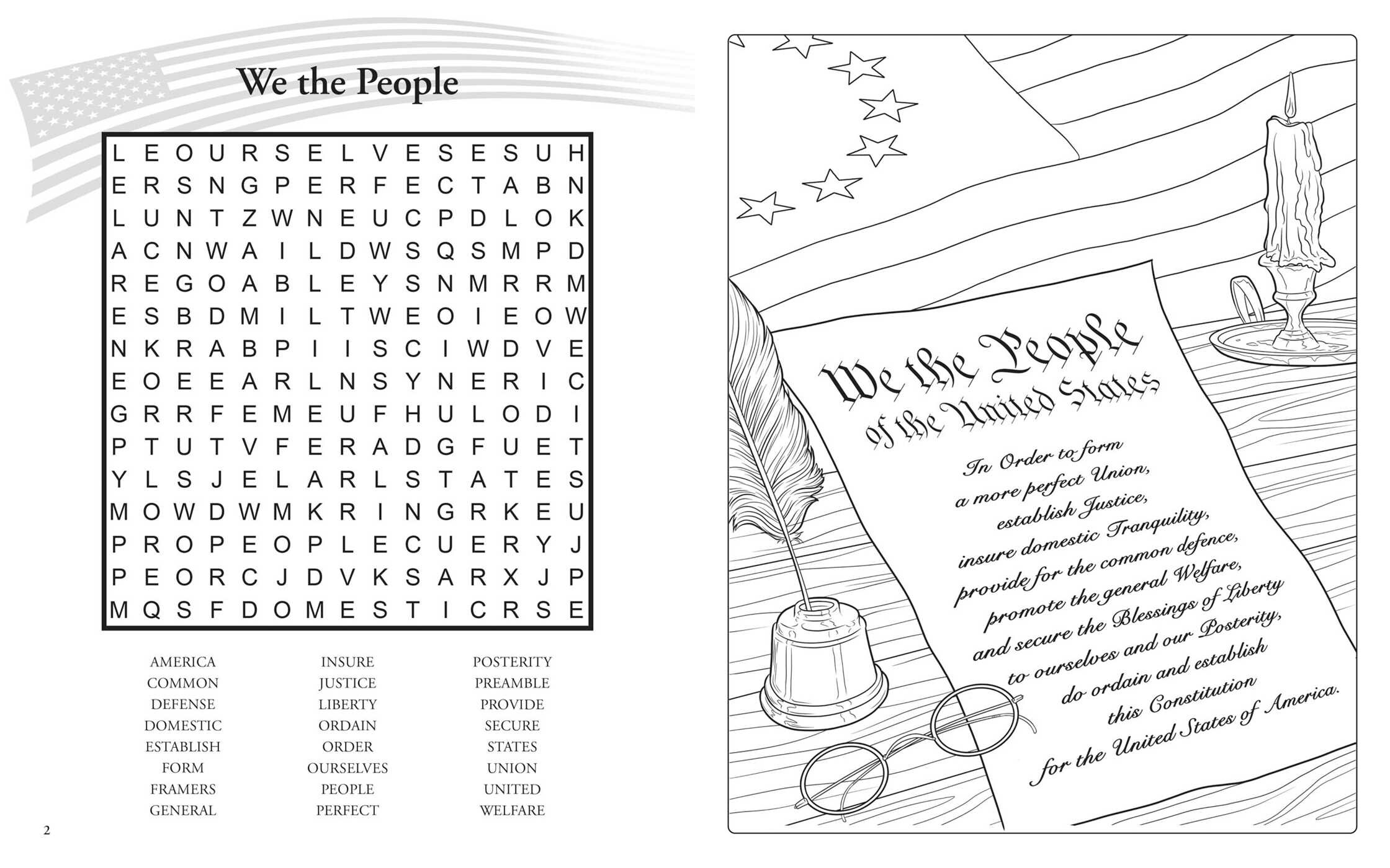 Celebrating America Word Search and Coloring