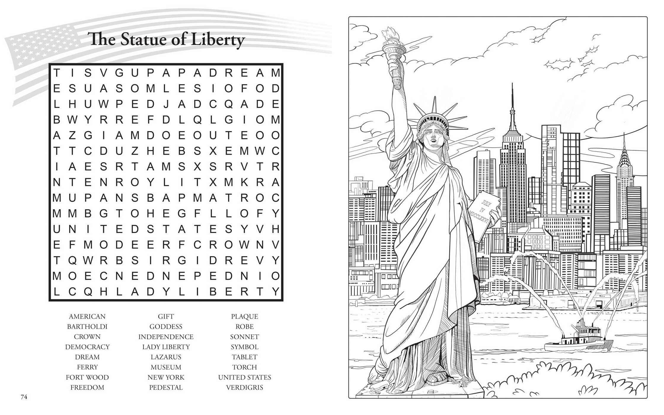 Celebrating America Word Search and Coloring