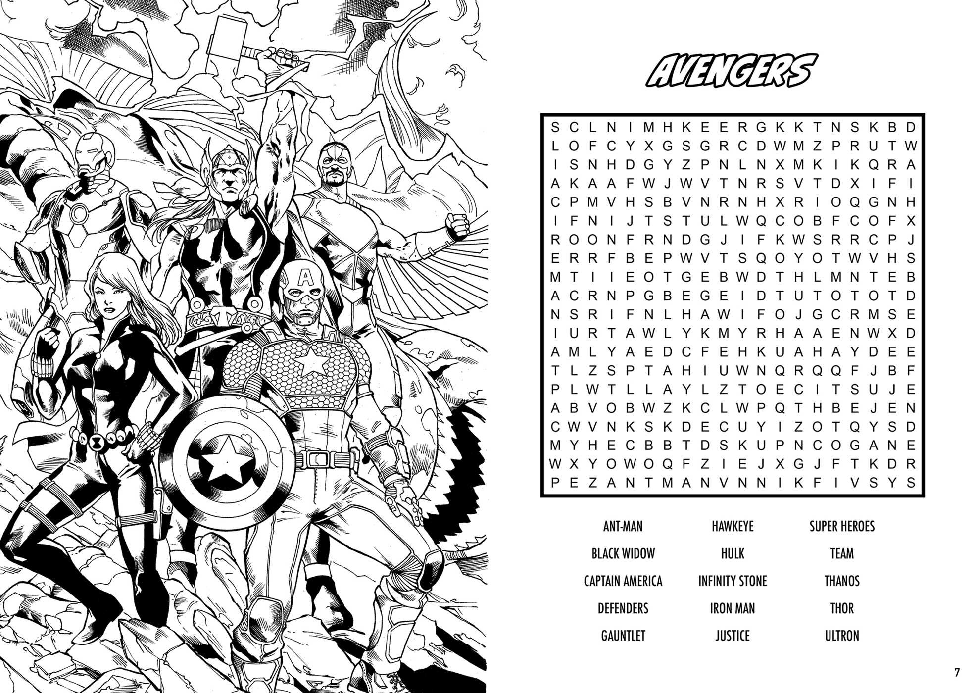 Marvel Word Search and Coloring Book