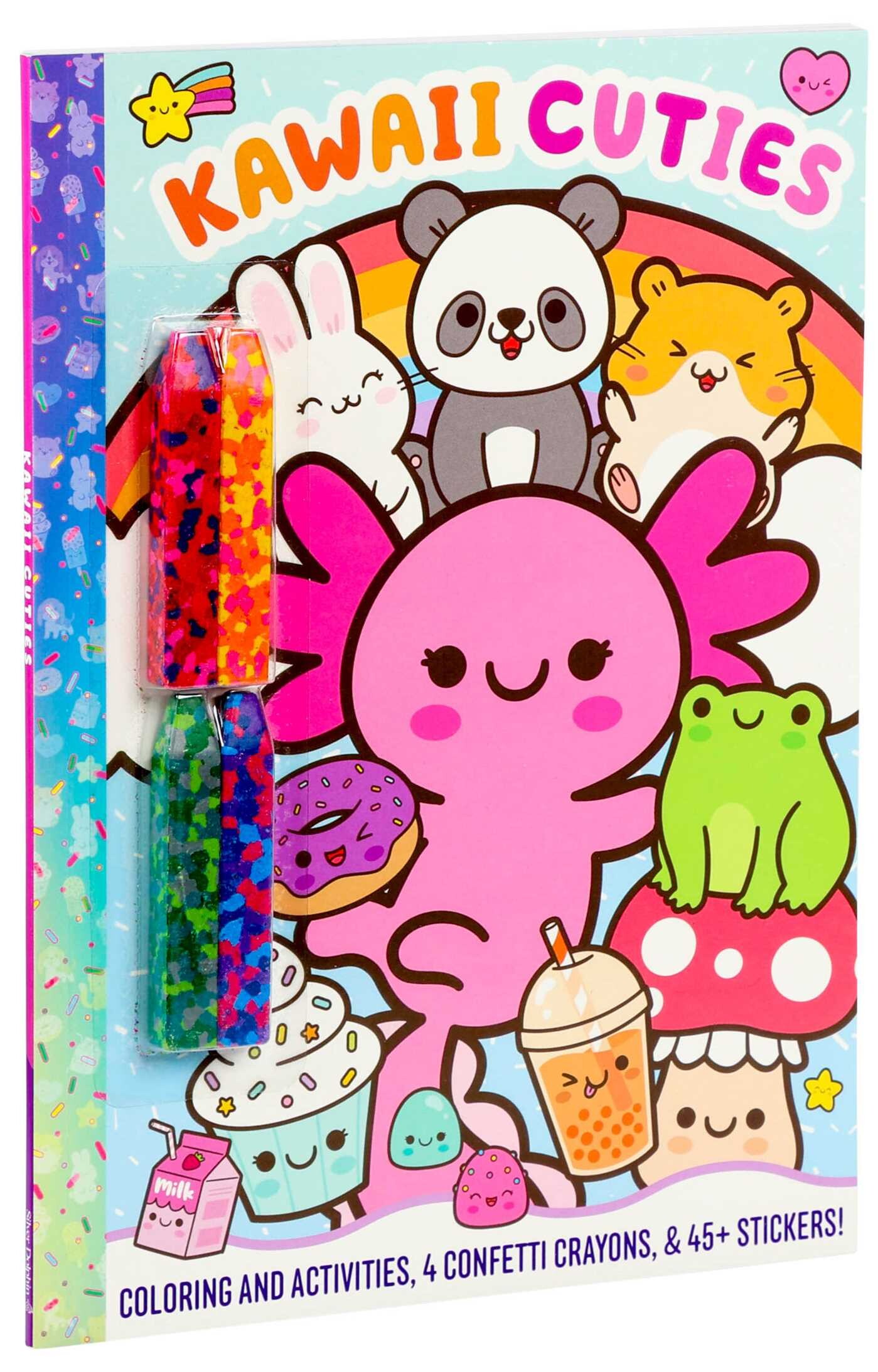 Kawaii Cuties: Coloring Book with Confetti Crayons and Stickers