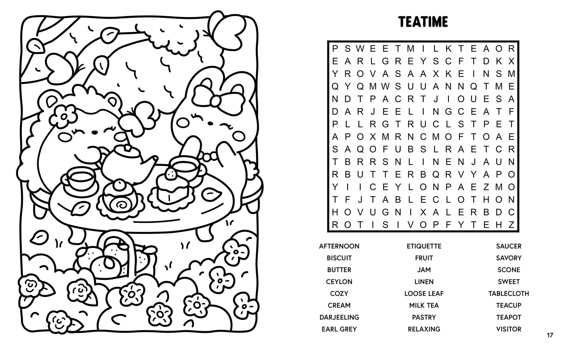 Cozy Cute Word Search and Coloring