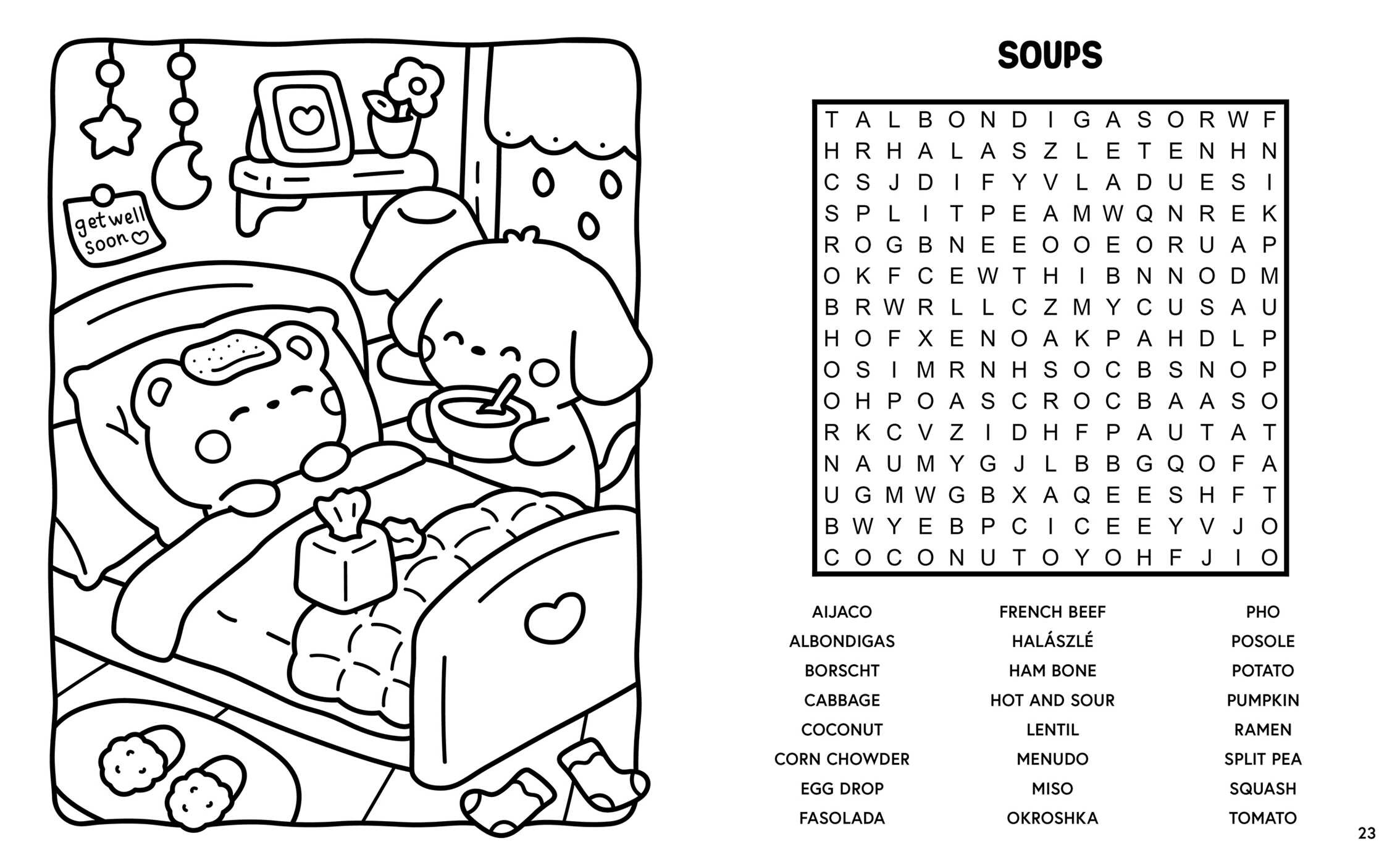 Cozy Cute Word Search and Coloring