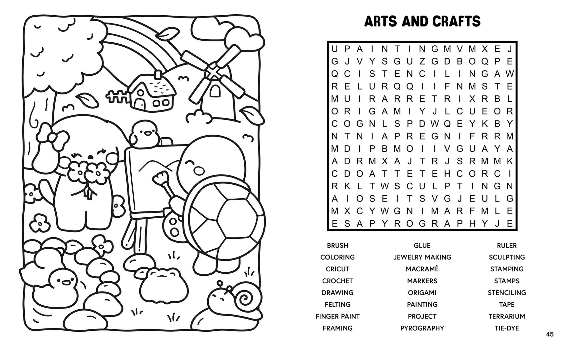 Cozy Cute Word Search and Coloring
