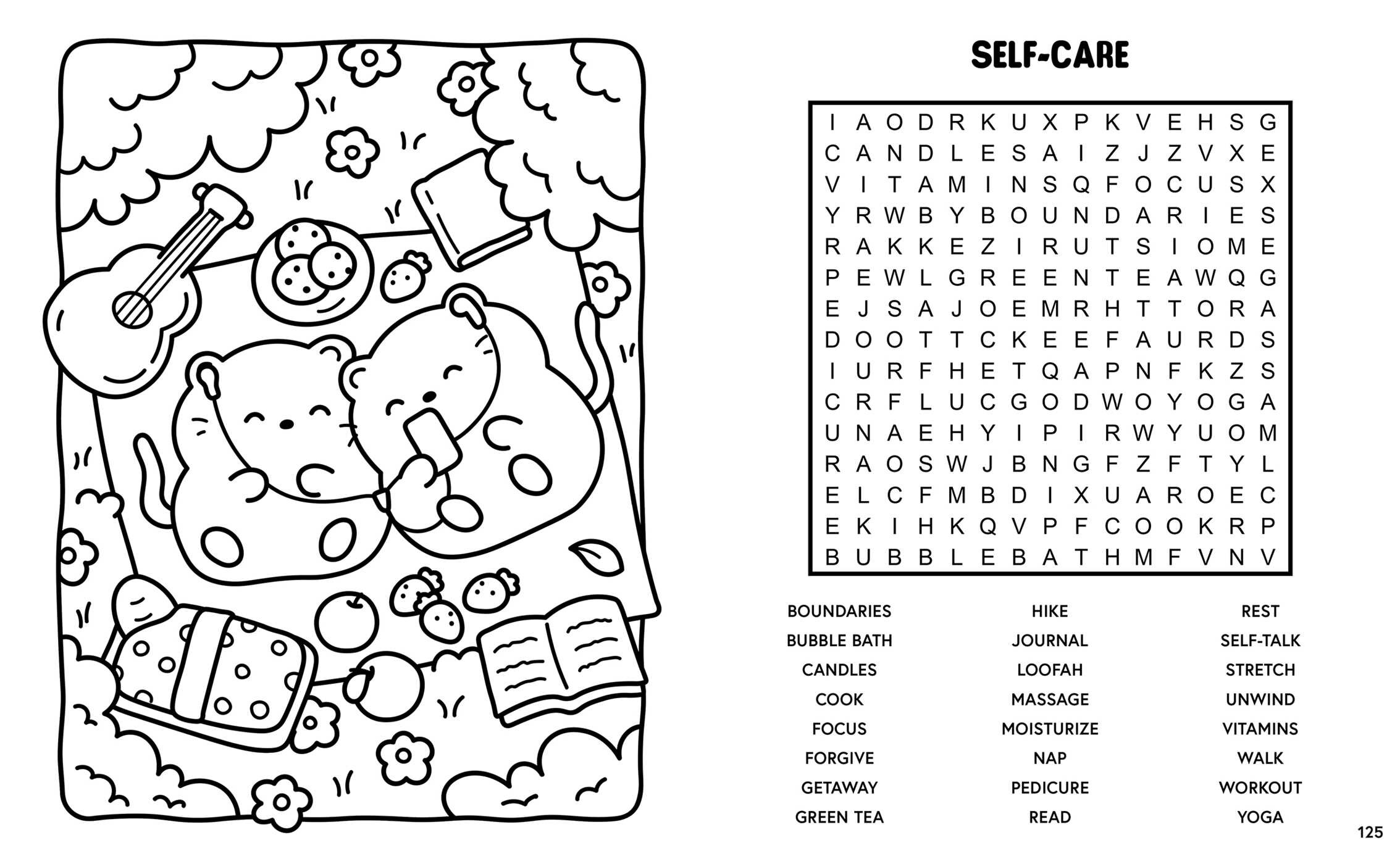 Cozy Cute Word Search and Coloring