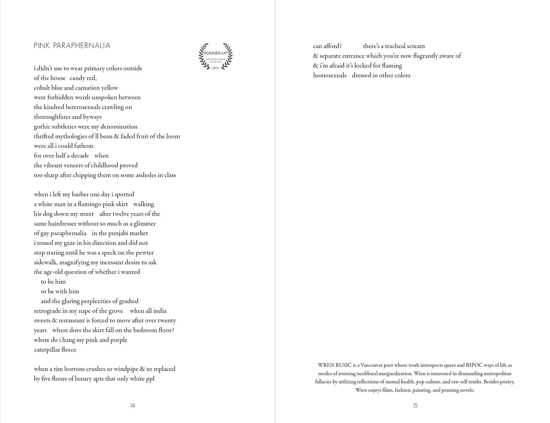 Central Avenue Poetry Prize 2025
