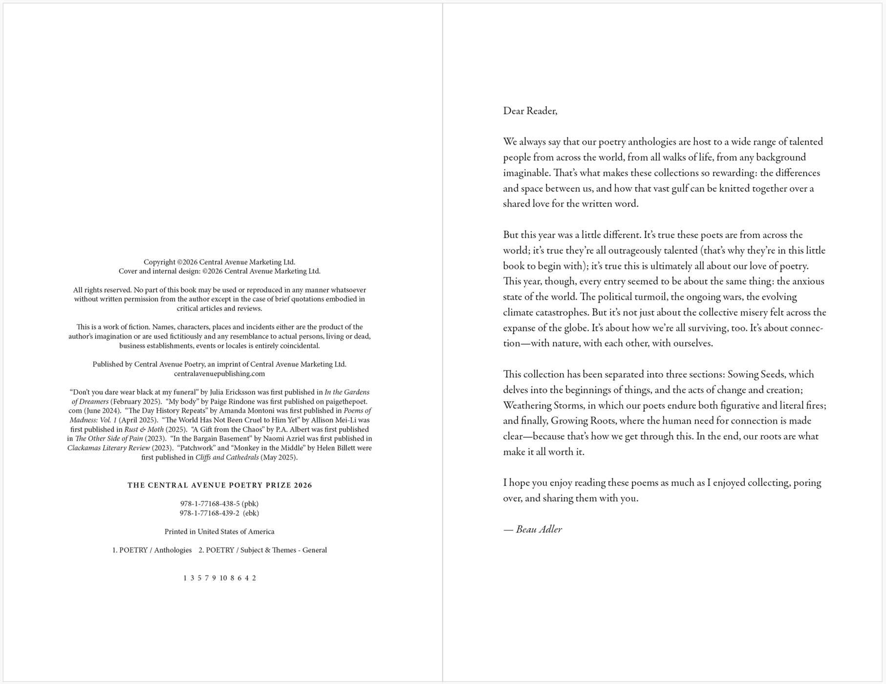 Central Avenue Poetry Prize 2026