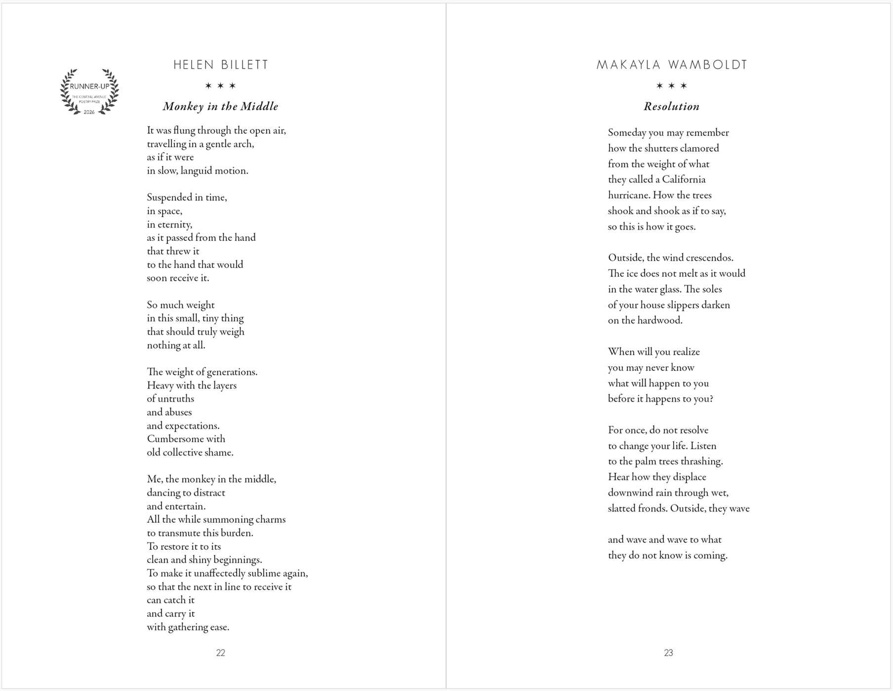 Central Avenue Poetry Prize 2026