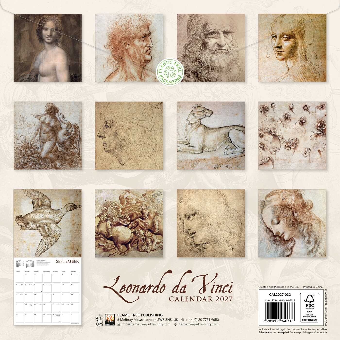 Leonardo da Vinci Wall Calendar 2027 (Art Calendar)
