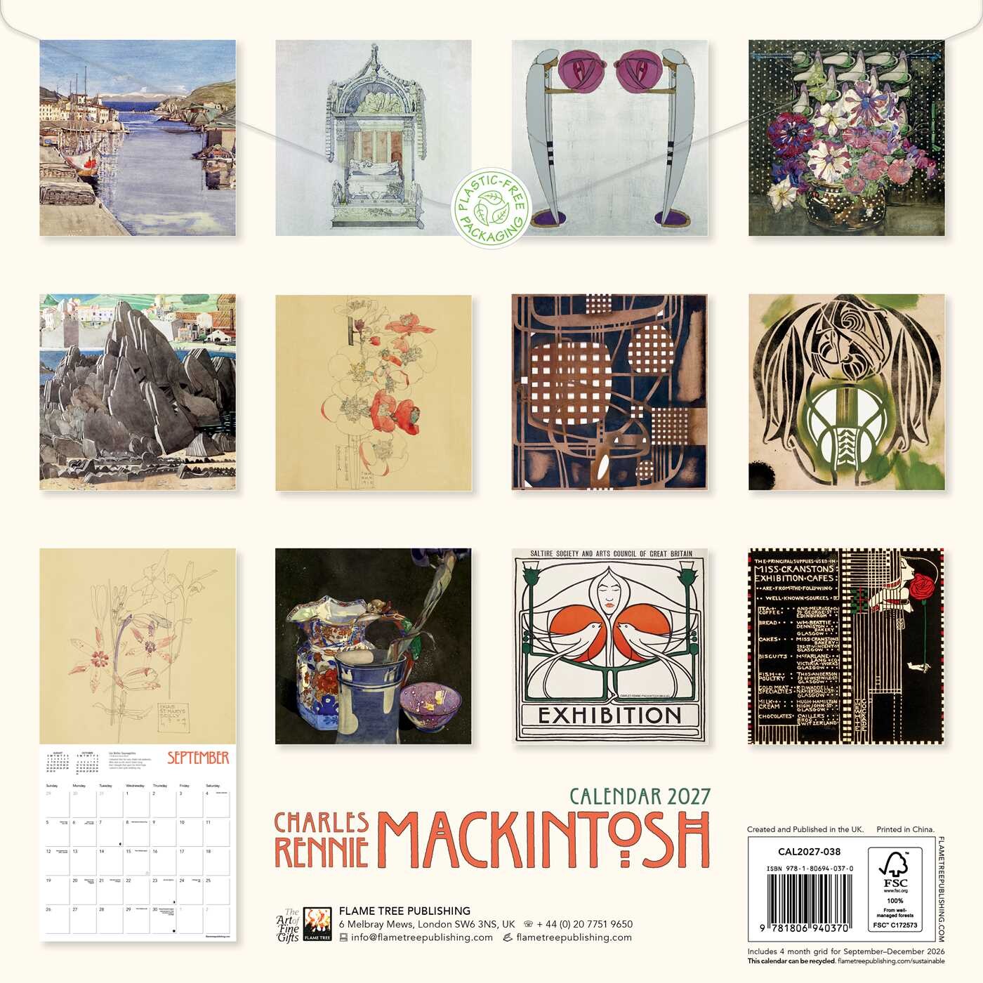Charles Rennie Mackintosh Wall Calendar 2027 (Art Calendar)