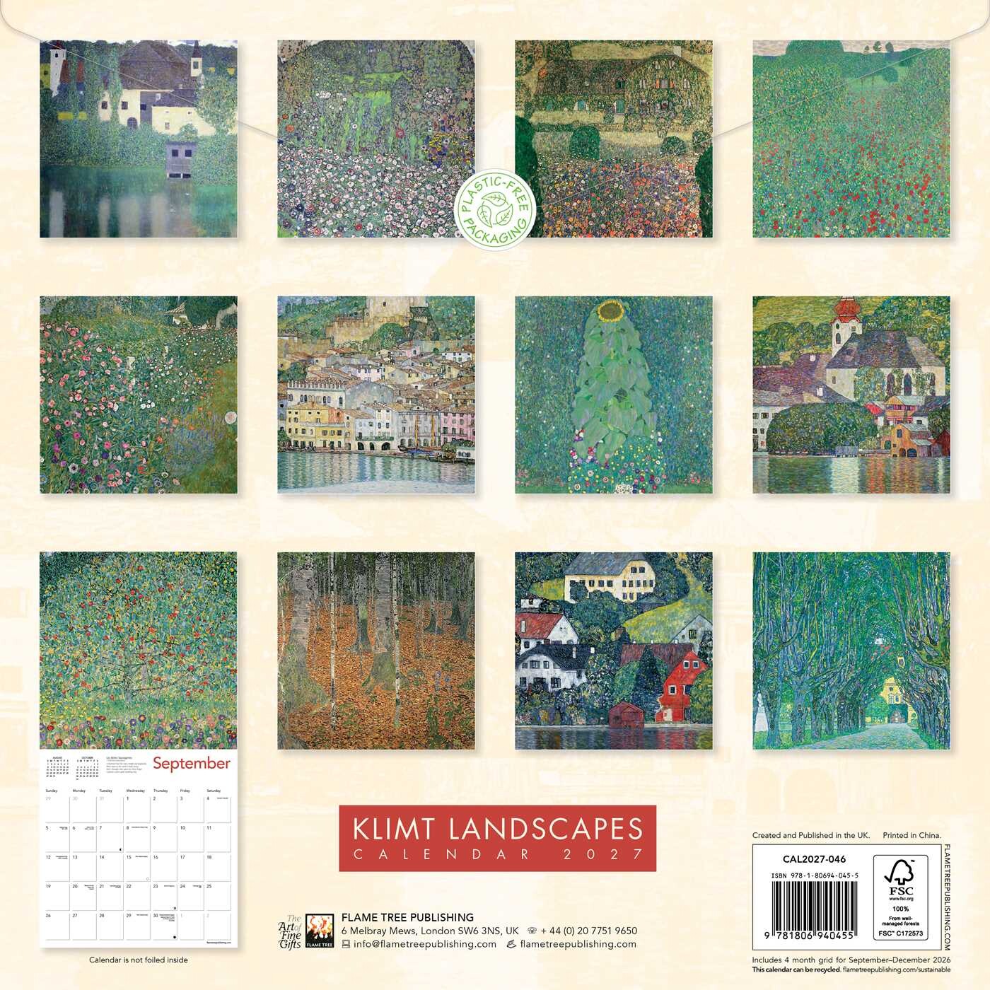 Klimt Landscapes Wall Calendar 2027 (Art Calendar)