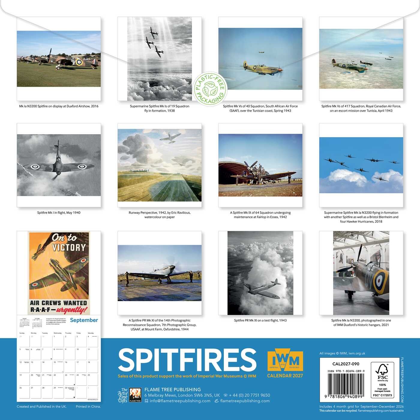 Imperial War Museums: Spitfires Wall Calendar 2027 (Art Calendar)