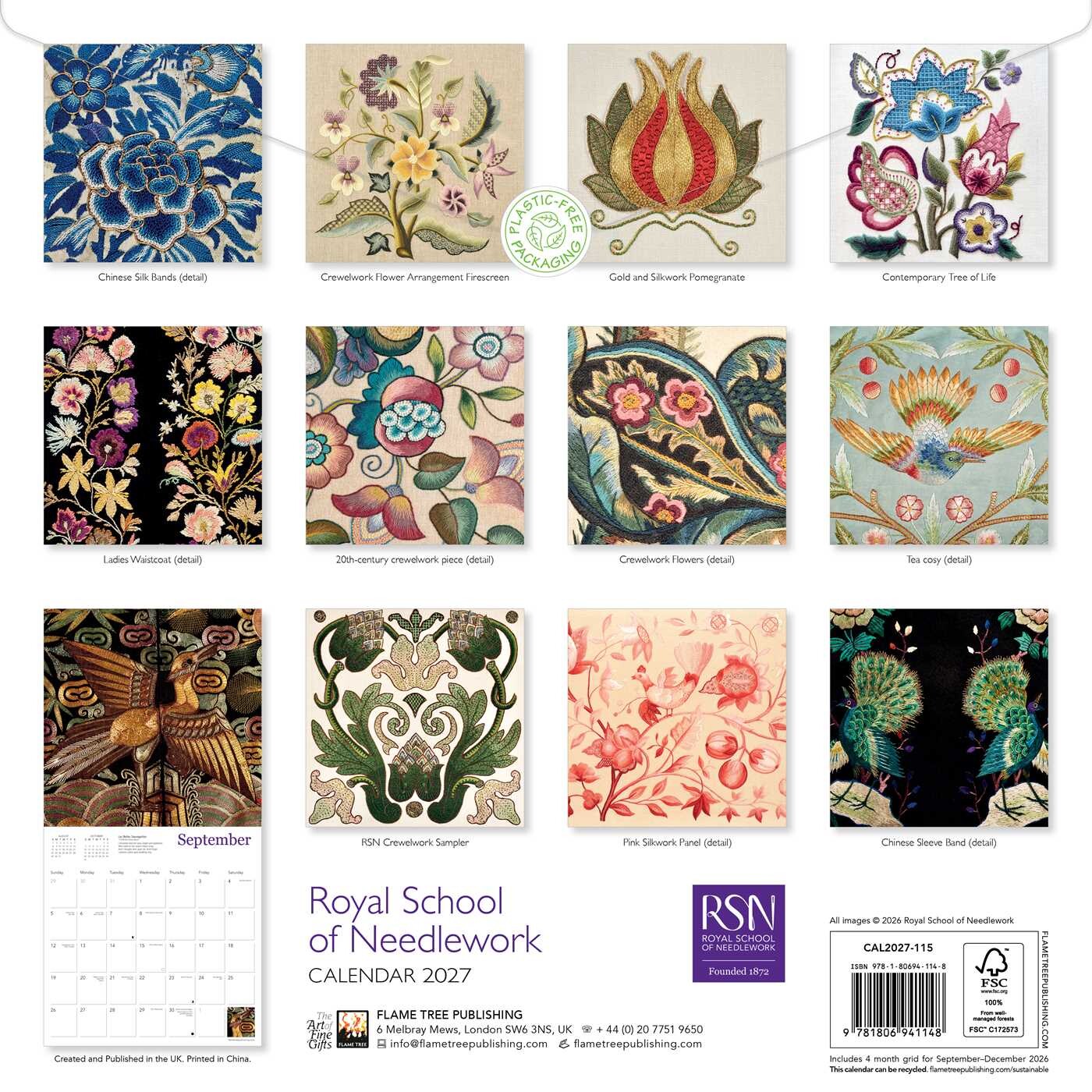 Royal School of Needlework Wall Calendar 2027 (Art Calendar)