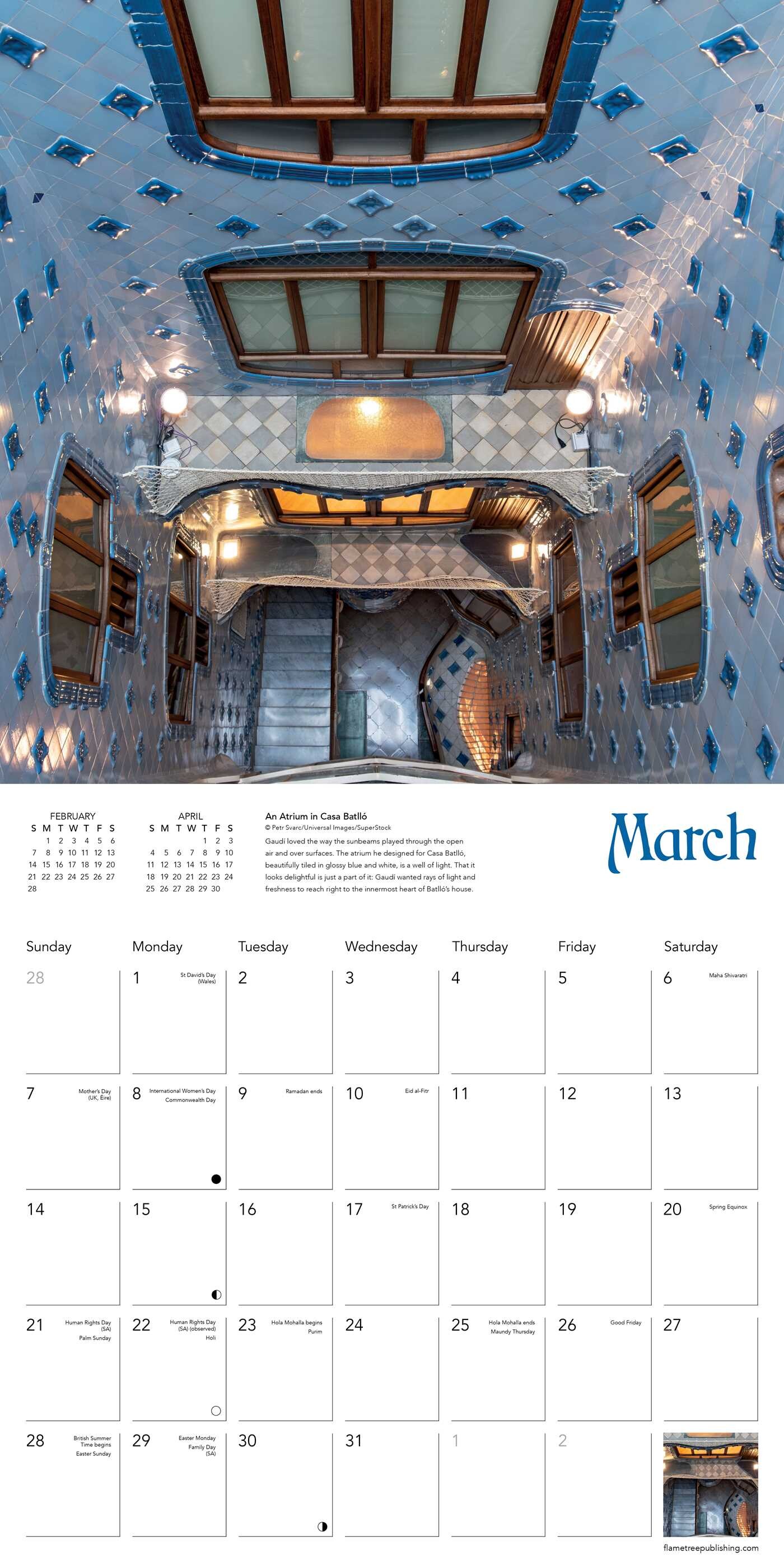 Gaudí Wall Calendar 2027 (Art Calendar)