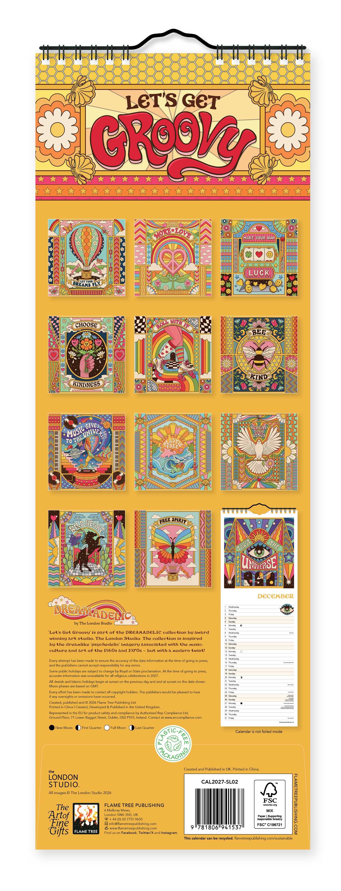 Dreamadelic: Groovy Slim Calendar 2027 (Art Calendar)