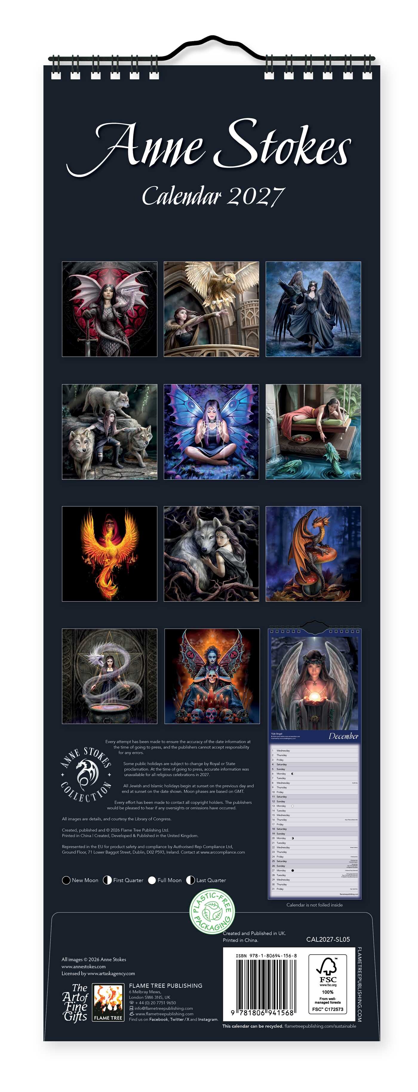 Anne Stokes Slim Calendar 2027 (Art Calendar)