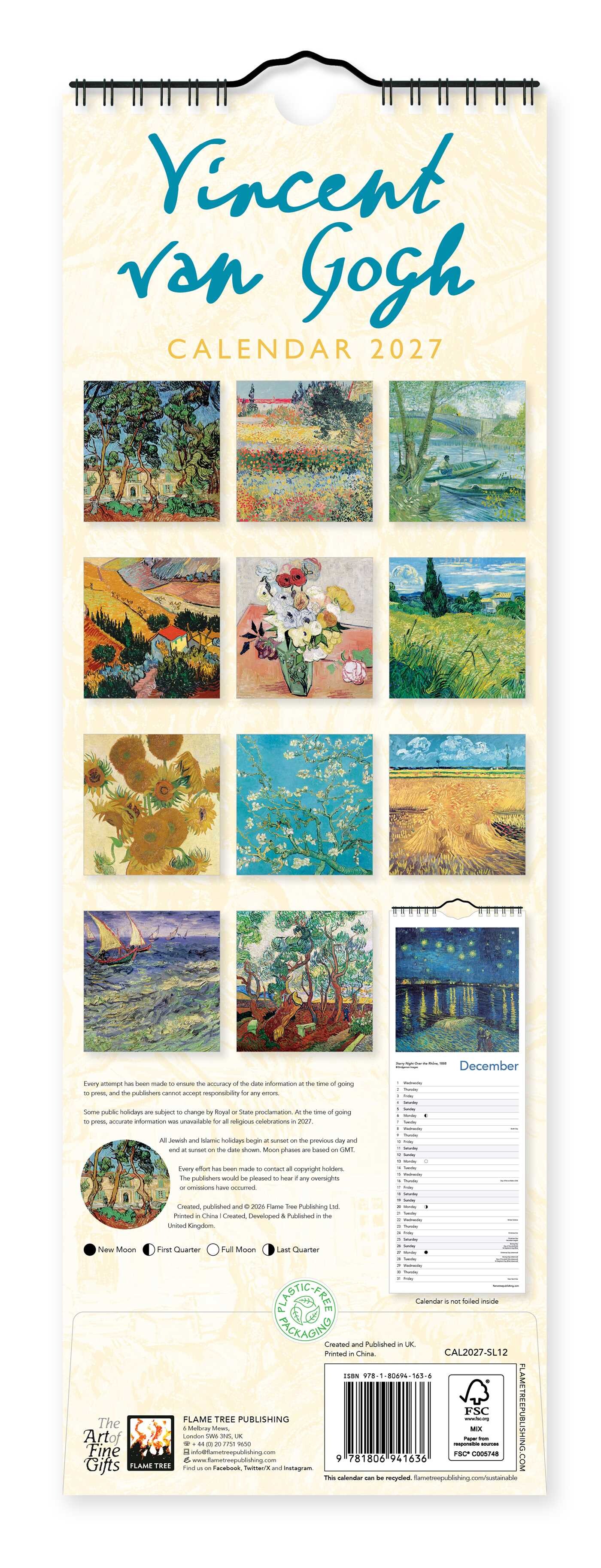 Vincent van Gogh Slim Calendar 2027 (Art Calendar)