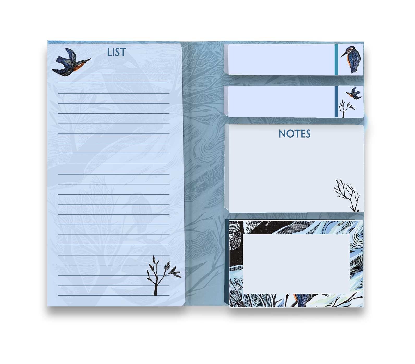 Angela Harding: Suffolk Kingfishers Flame Tree Sticky Notes Folder