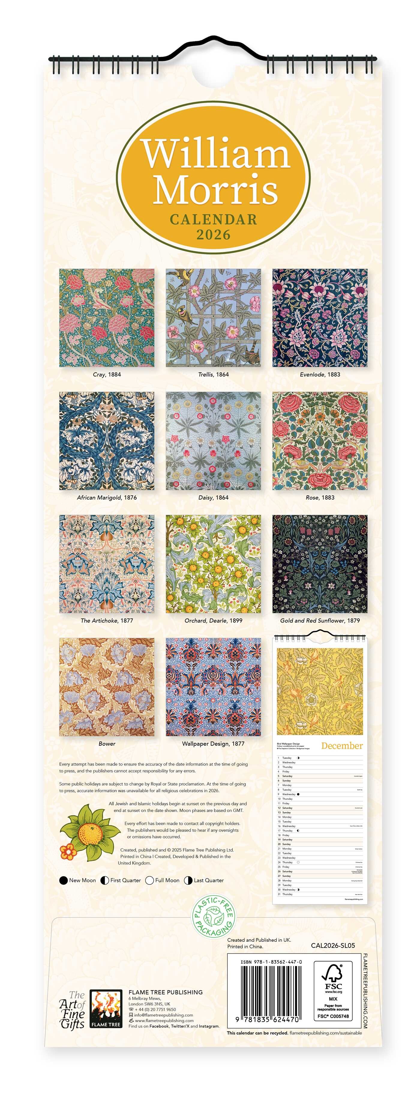 William Morris Slim Calendar 2026 (Art Calendar) - Book Summary &amp; Video ...