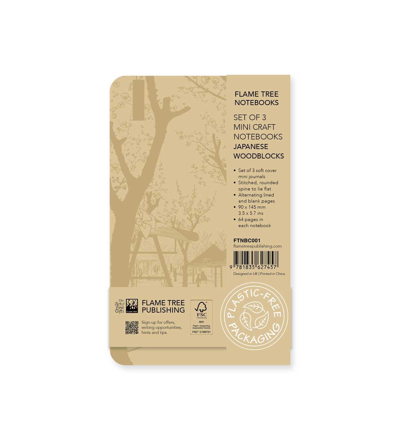 Japanese Woodblocks Set of 3 Mini Craft Notebooks