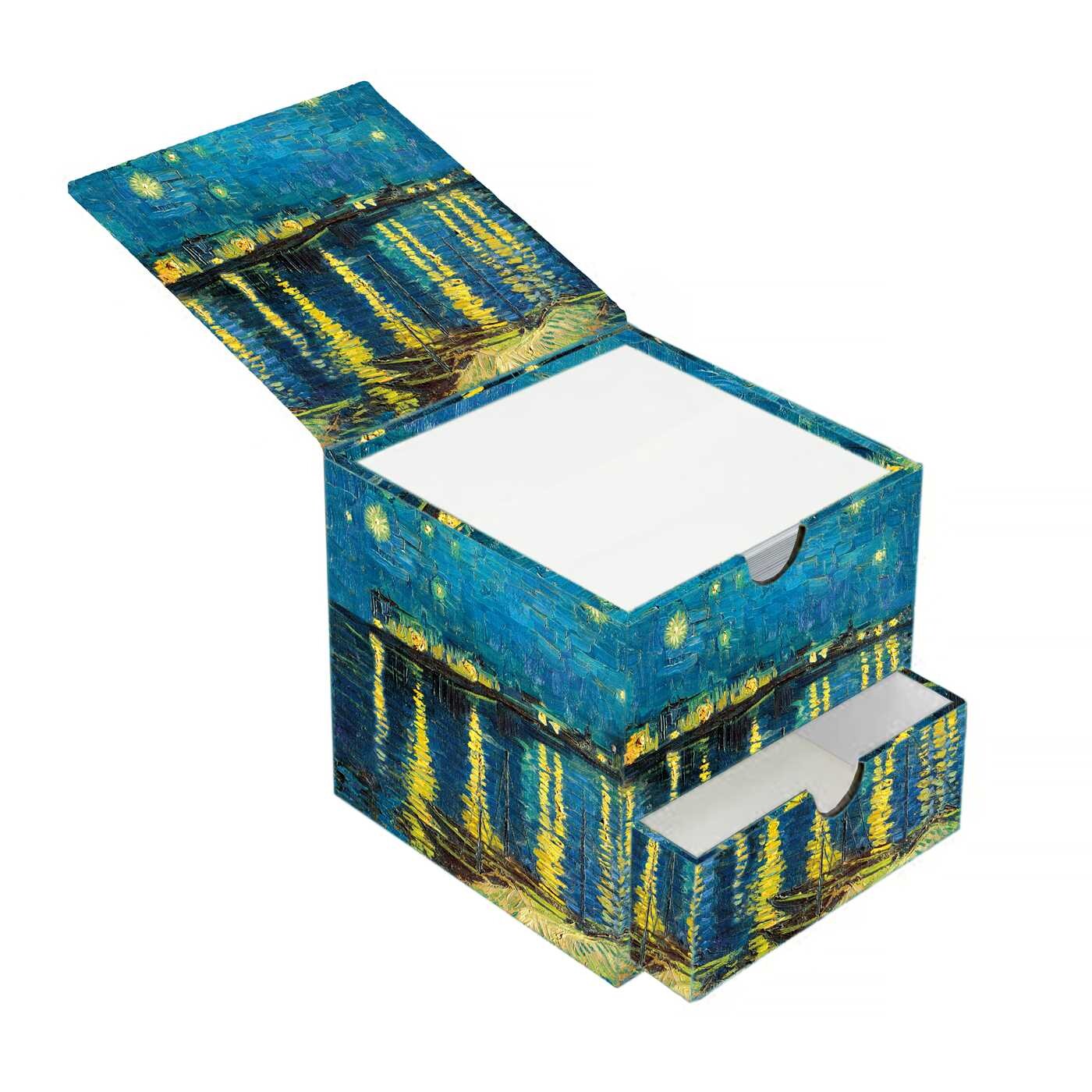 Vincent van Gogh: Starry Night over the Rhône Flame Tree Memo Box with Drawer