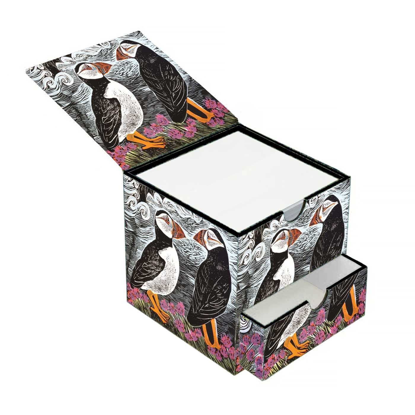 Angela Harding: Fair Isle Puffins Memo Box with Drawer