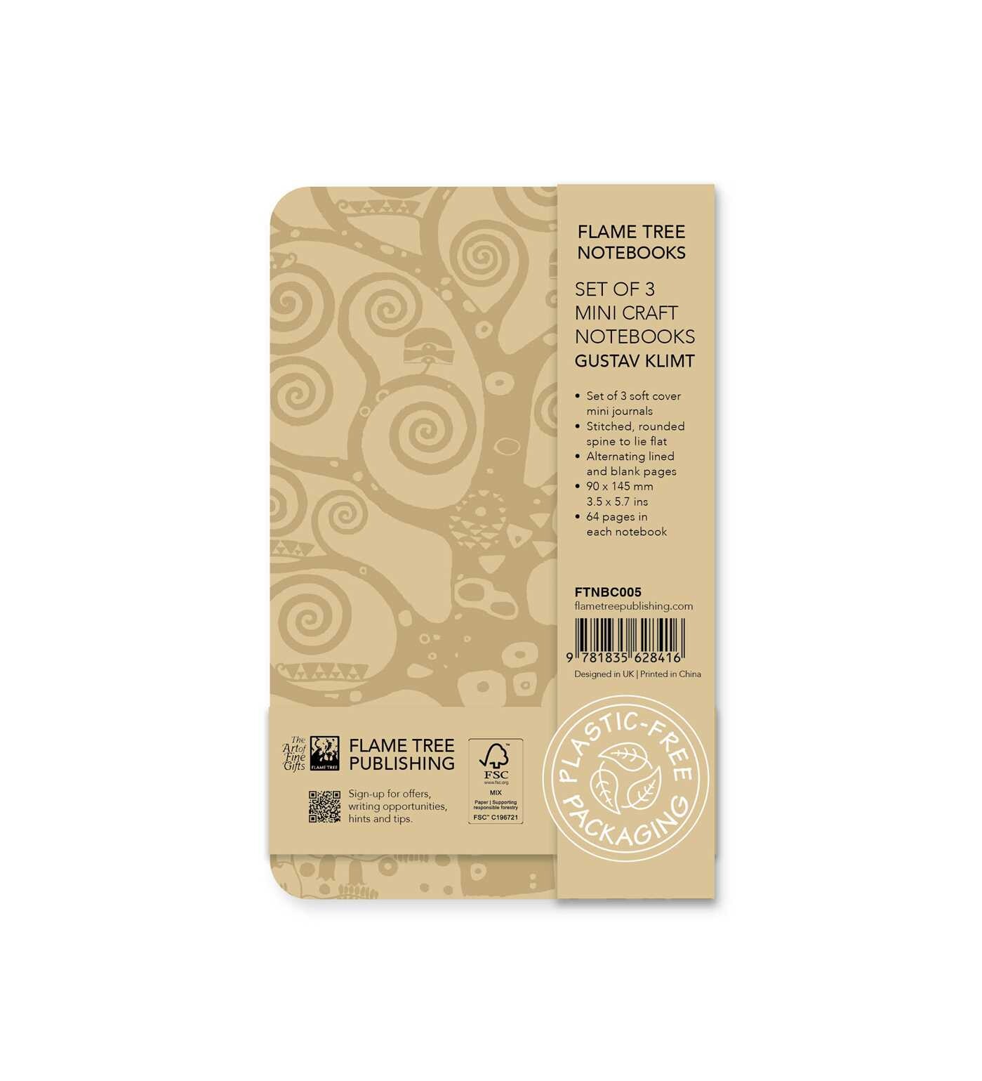 Gustav Klimt Set of 3 Mini Craft Notebooks