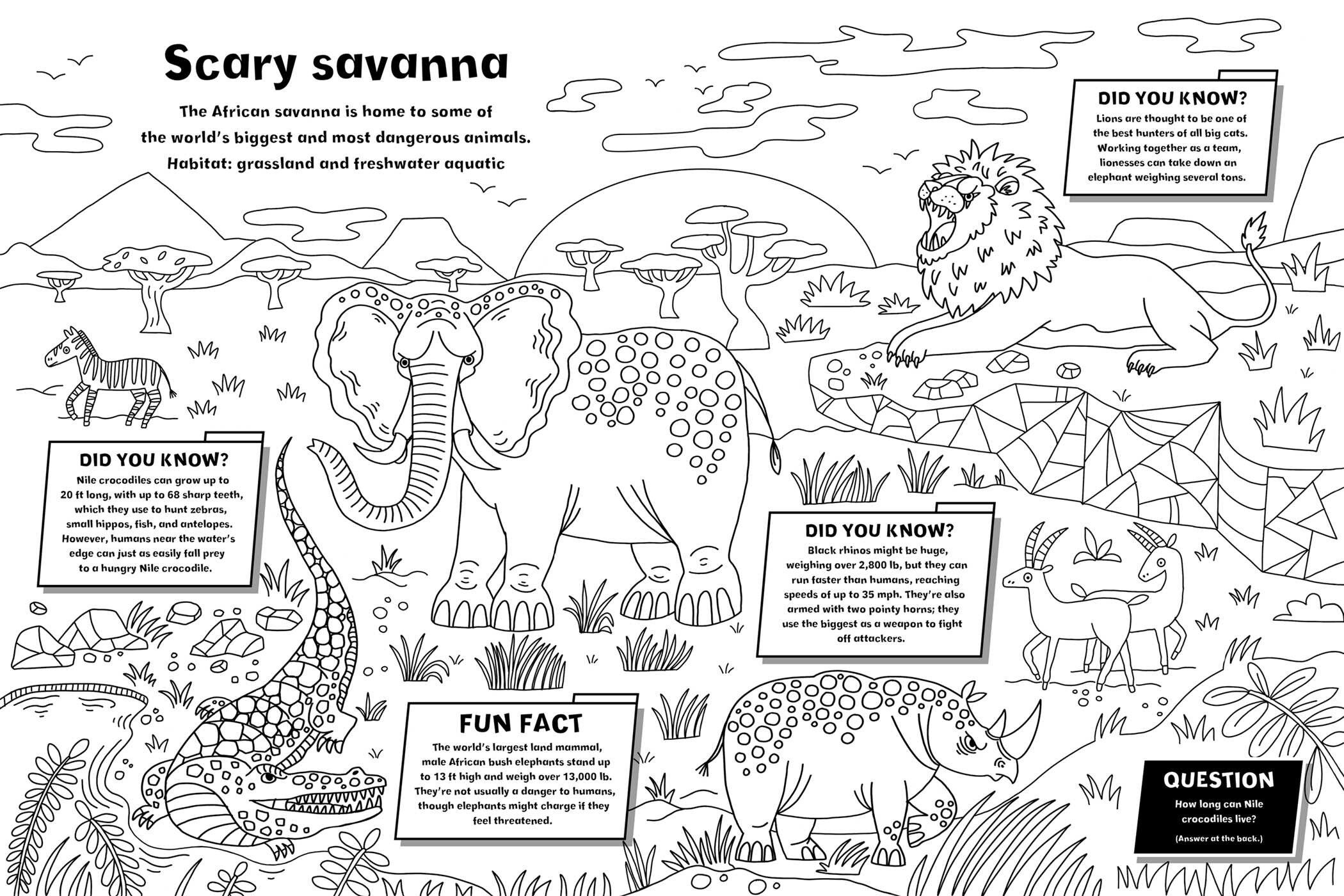 Fantastic Fact-Filled Dangerous Creature Coloring