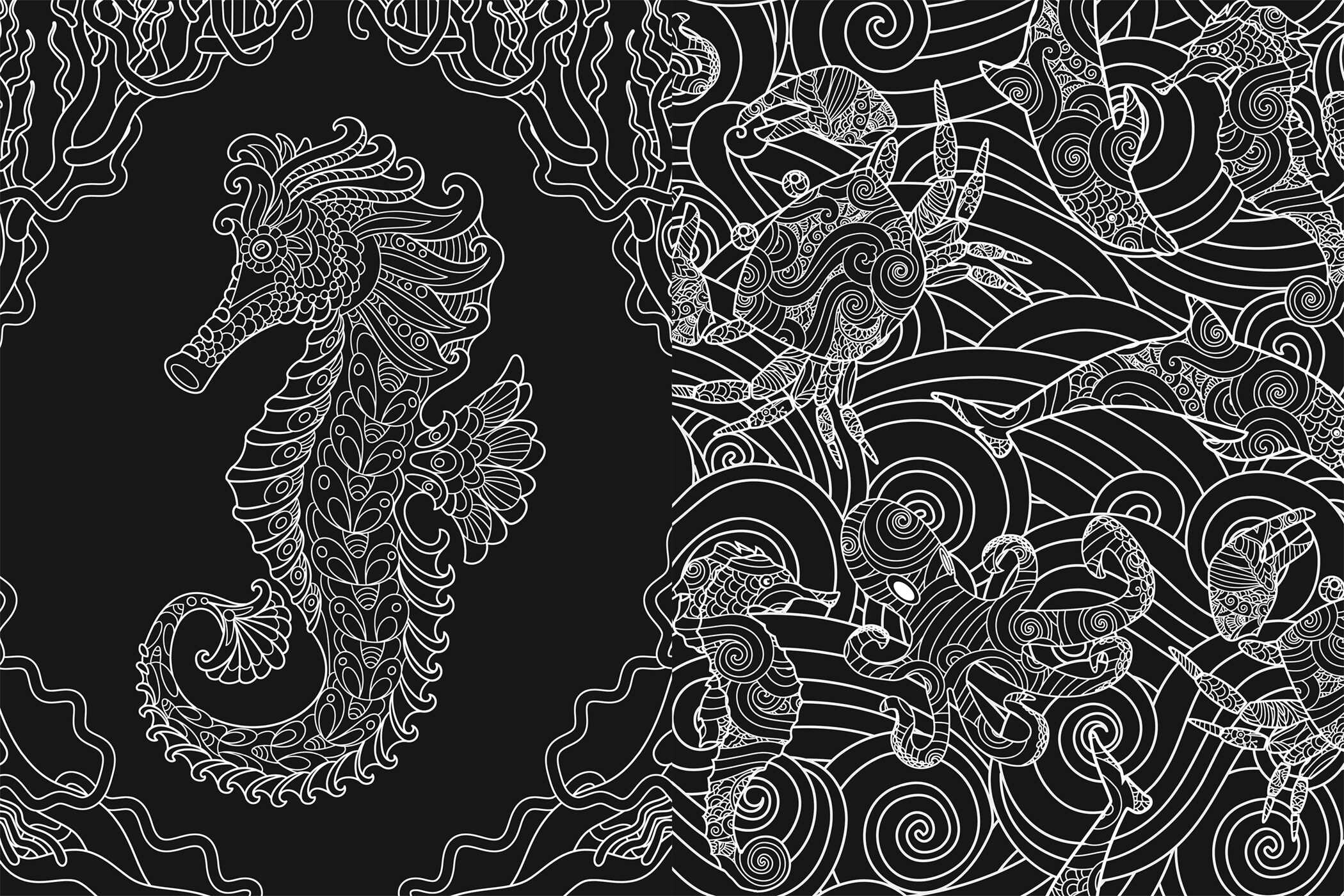 Midnight Coloring: Underwater Worlds