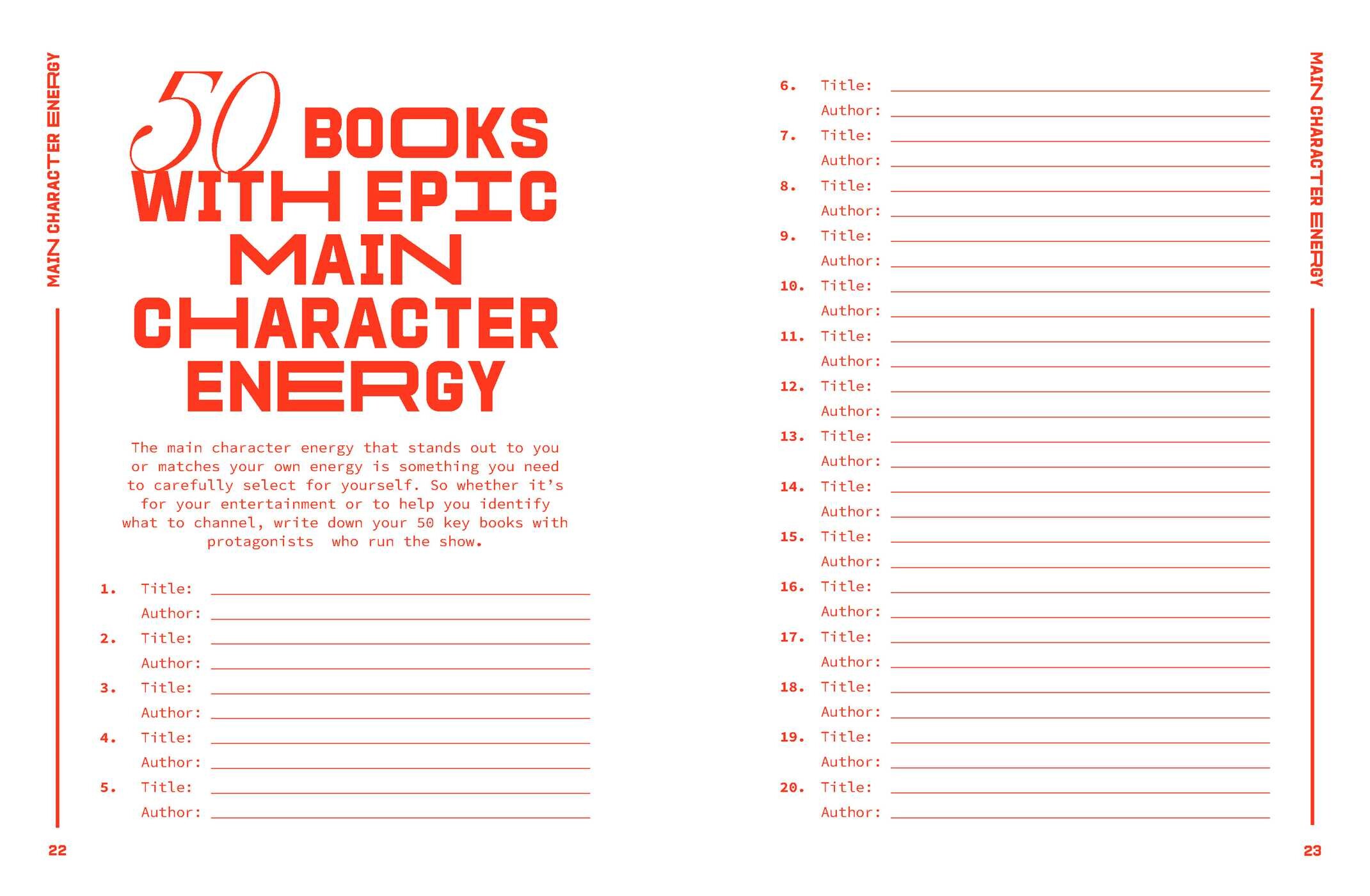 A Reading Journal: Main Character Energy