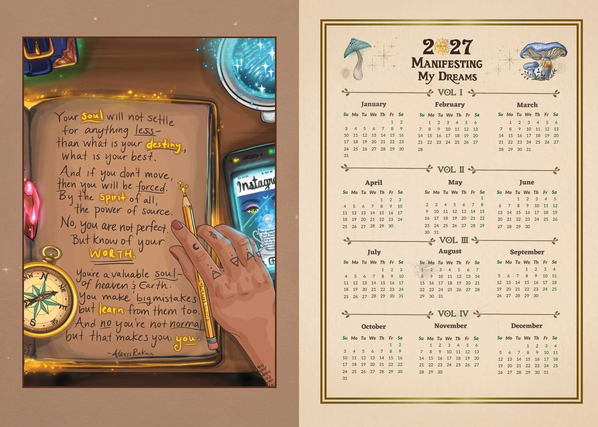 2027 Manifest Your Dreams Planner Calendar