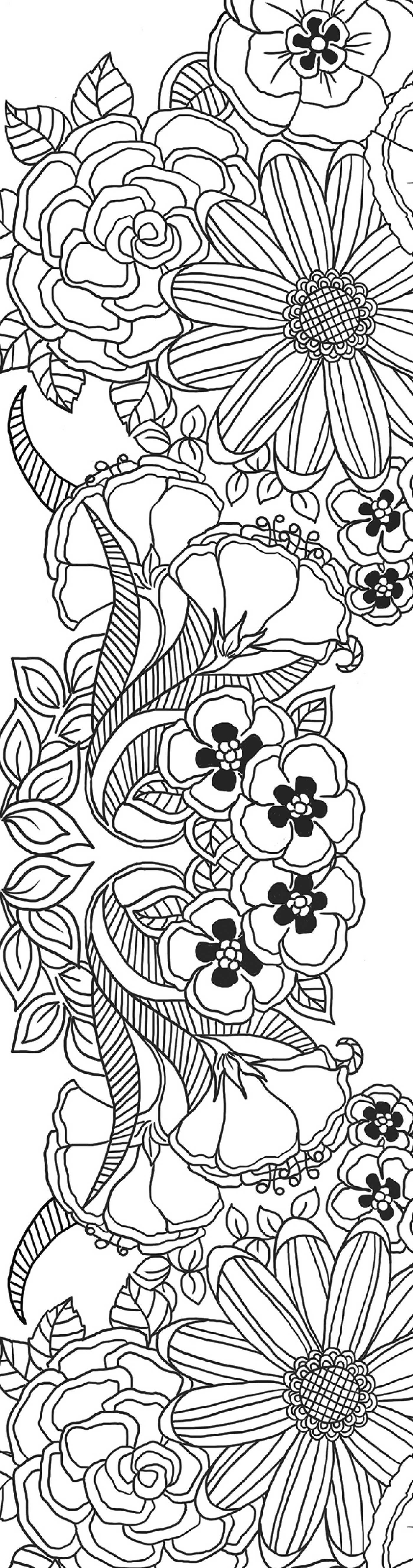 Flowers Coloring Bookmarks