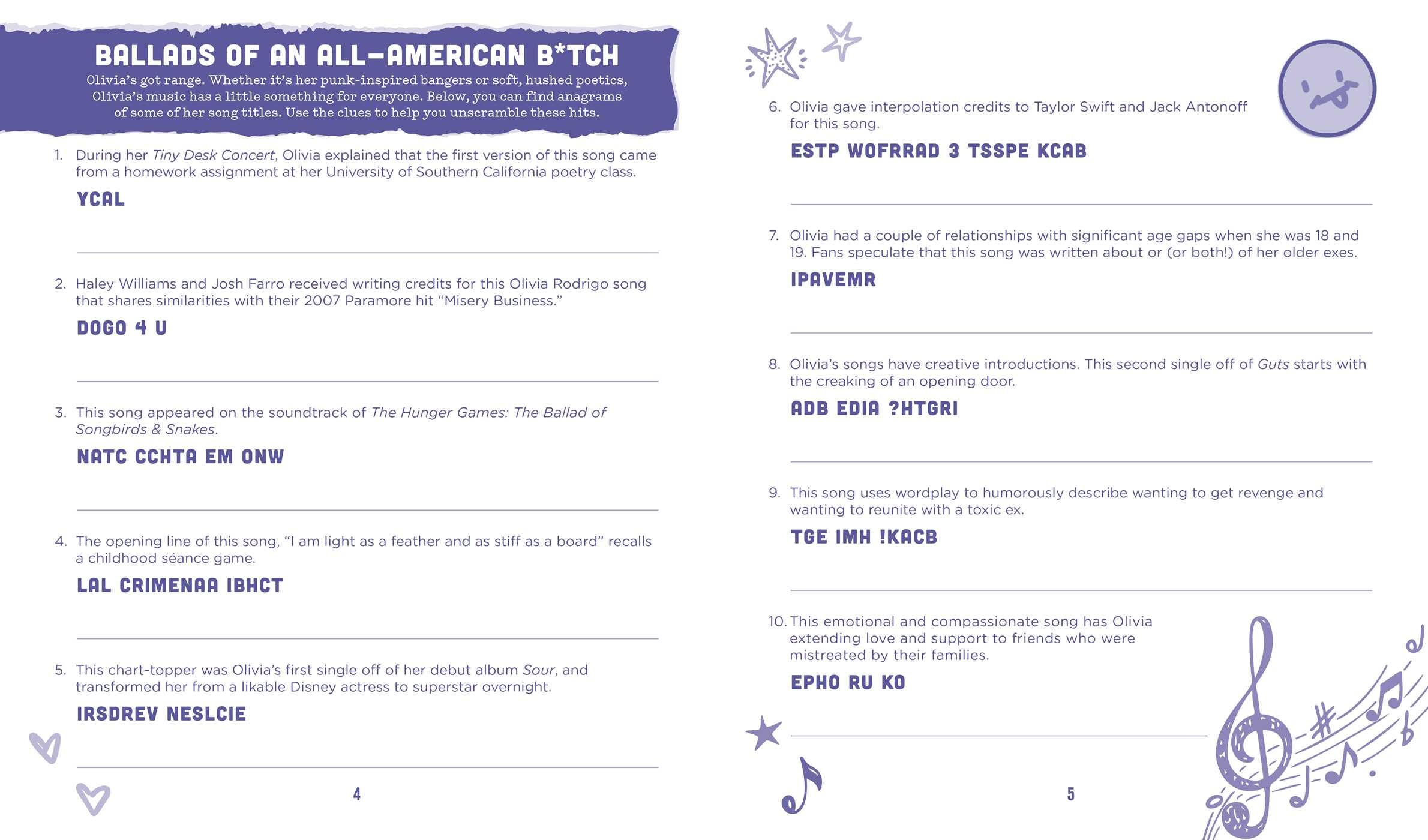 Unofficial Olivia Rodrigo Activity Book
