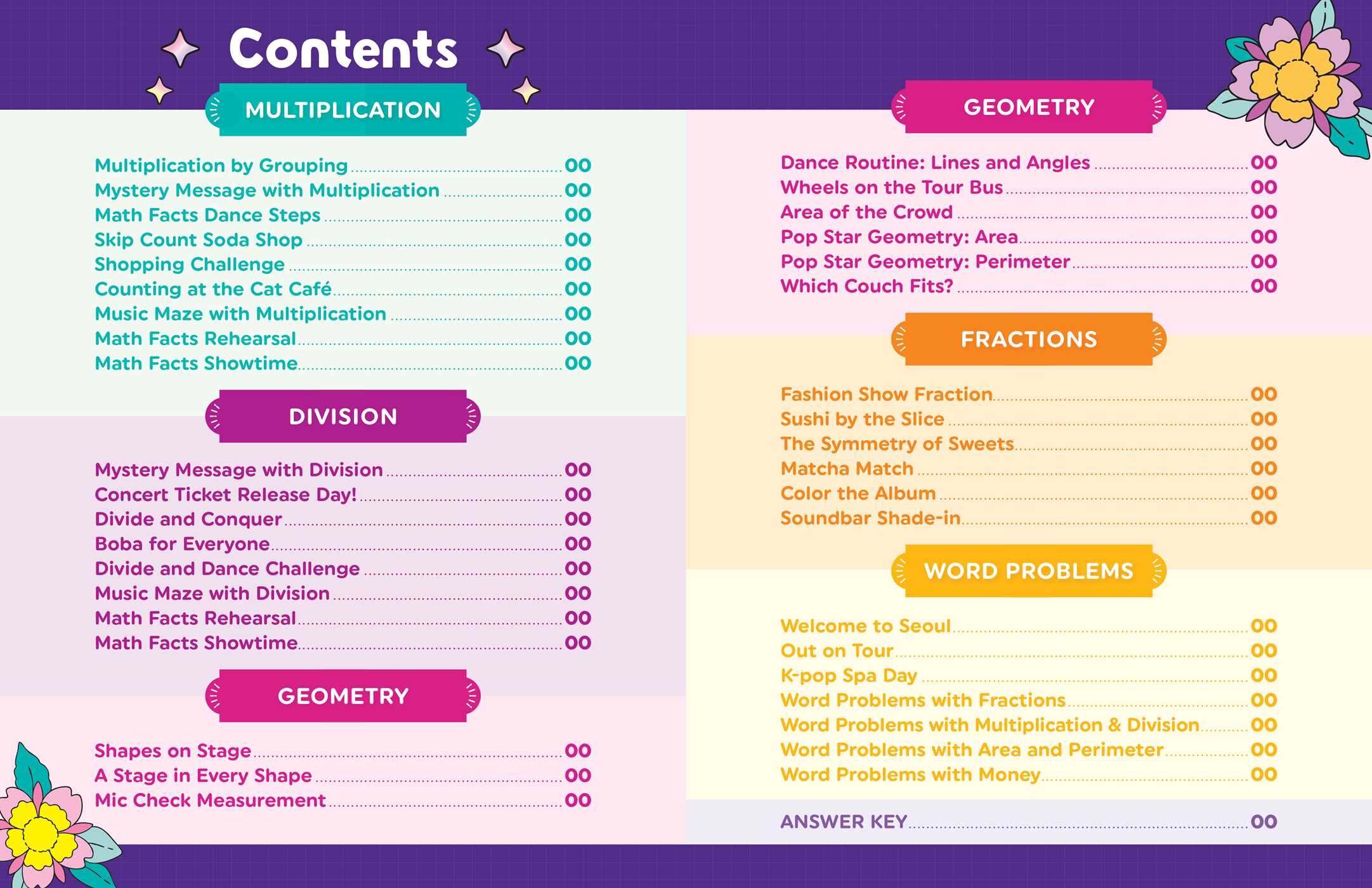 Math Practice Workbook for K-Pop Fans Grades 3-4