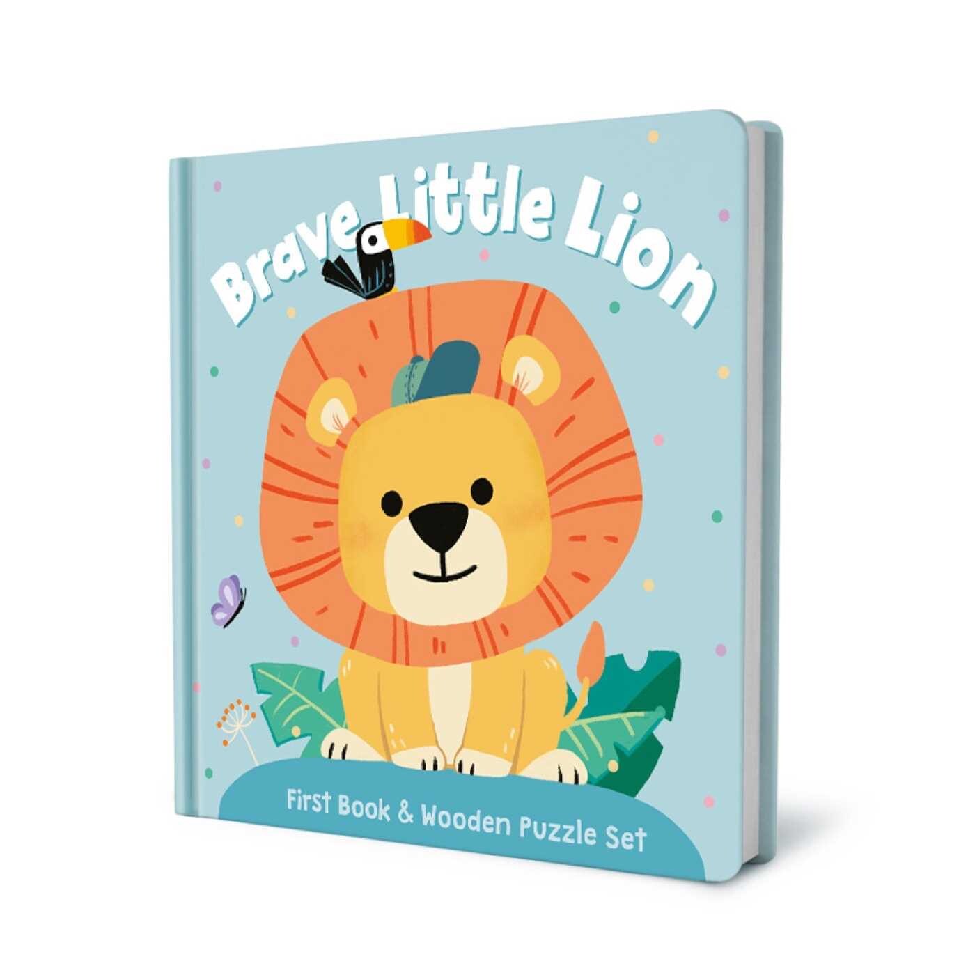 First Book & Wooden Puzzle Set - Brave Little Lion