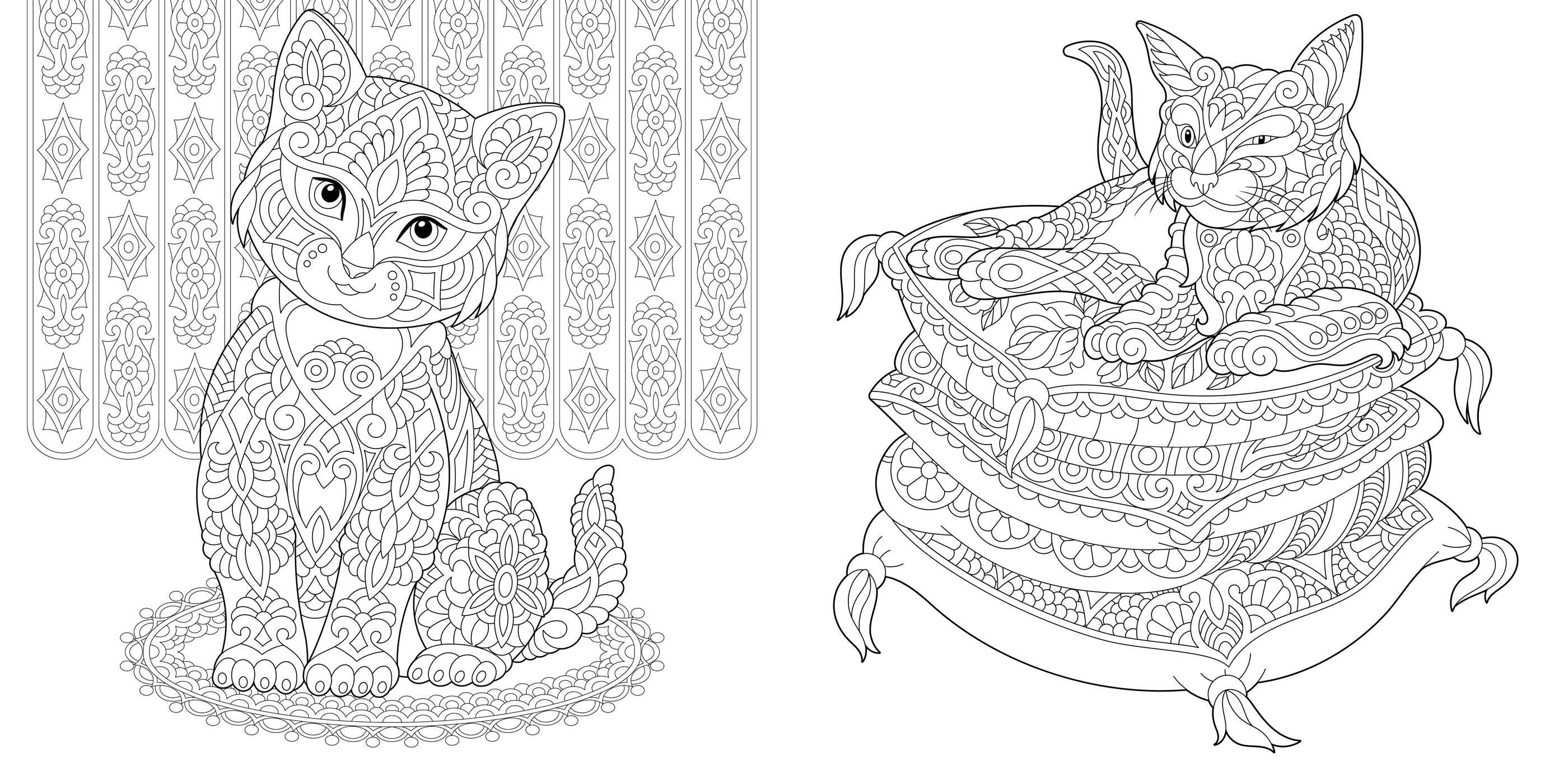 Relaxing Cats Coloring Book