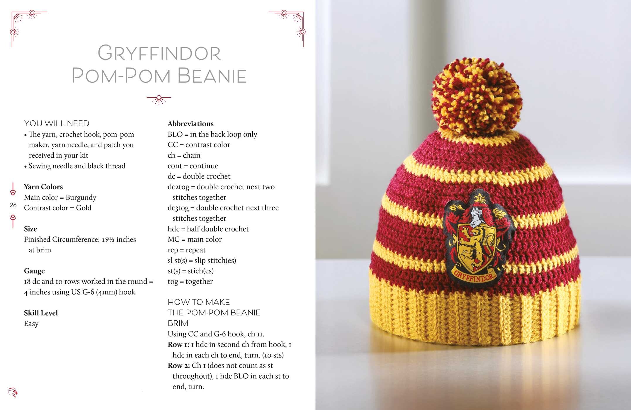 Harry Potter: Gryffindor Pom-Pom Beanie Crochet Kit