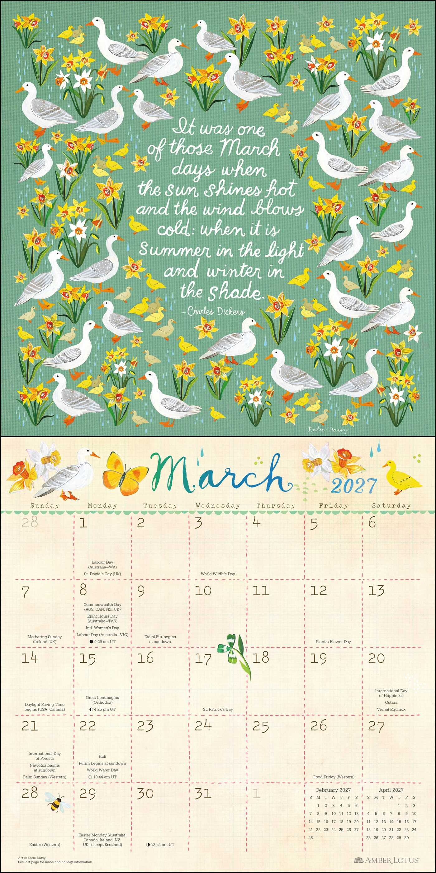 Katie Daisy 2027 Wall Calendar